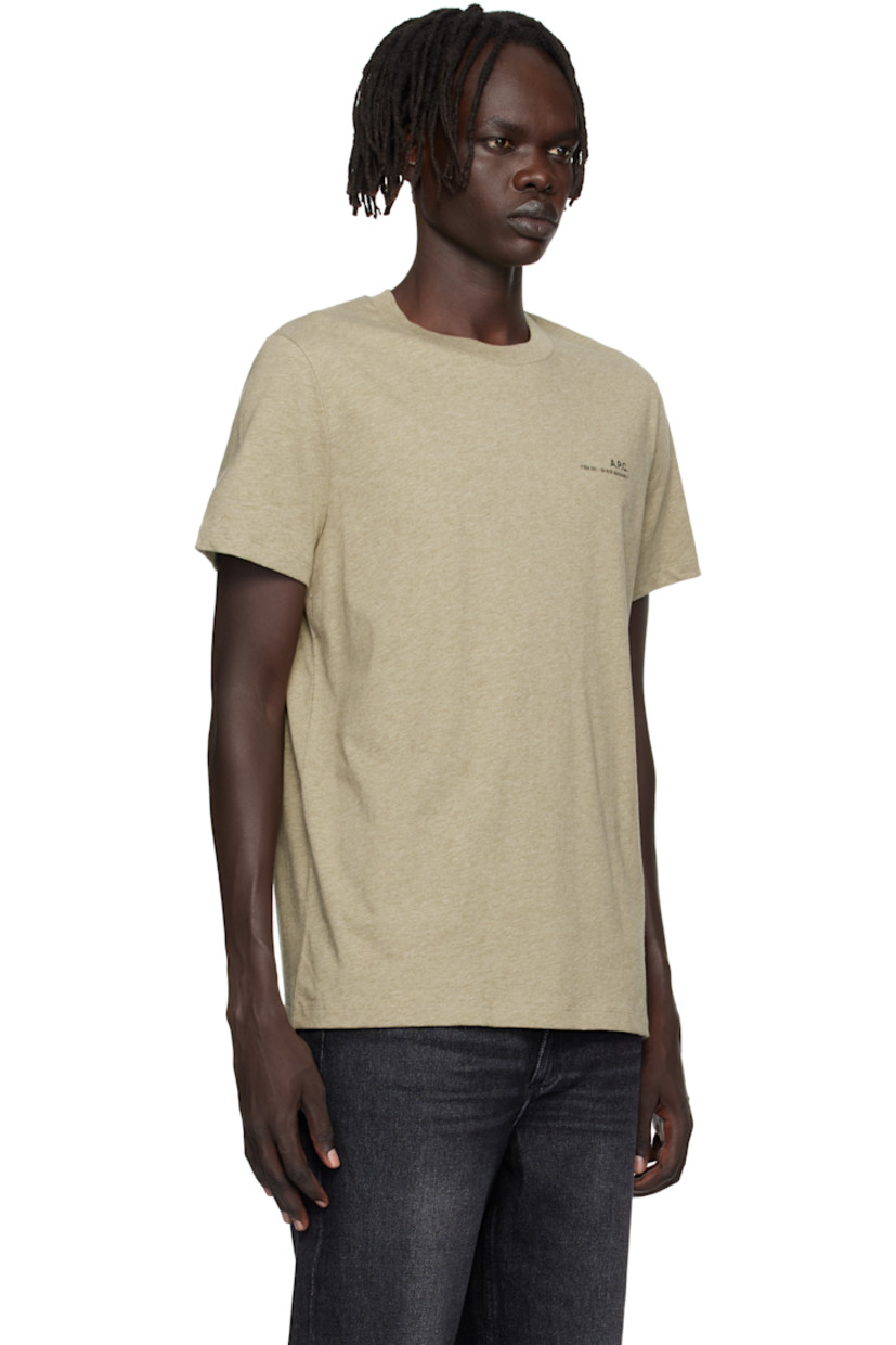 Organic cotton jersey T-shirt.

· GOTS-certified organic cotton
· Rib-knit crewneck
· Logo printed at chest

Supplier color: Kaki chine/Noir