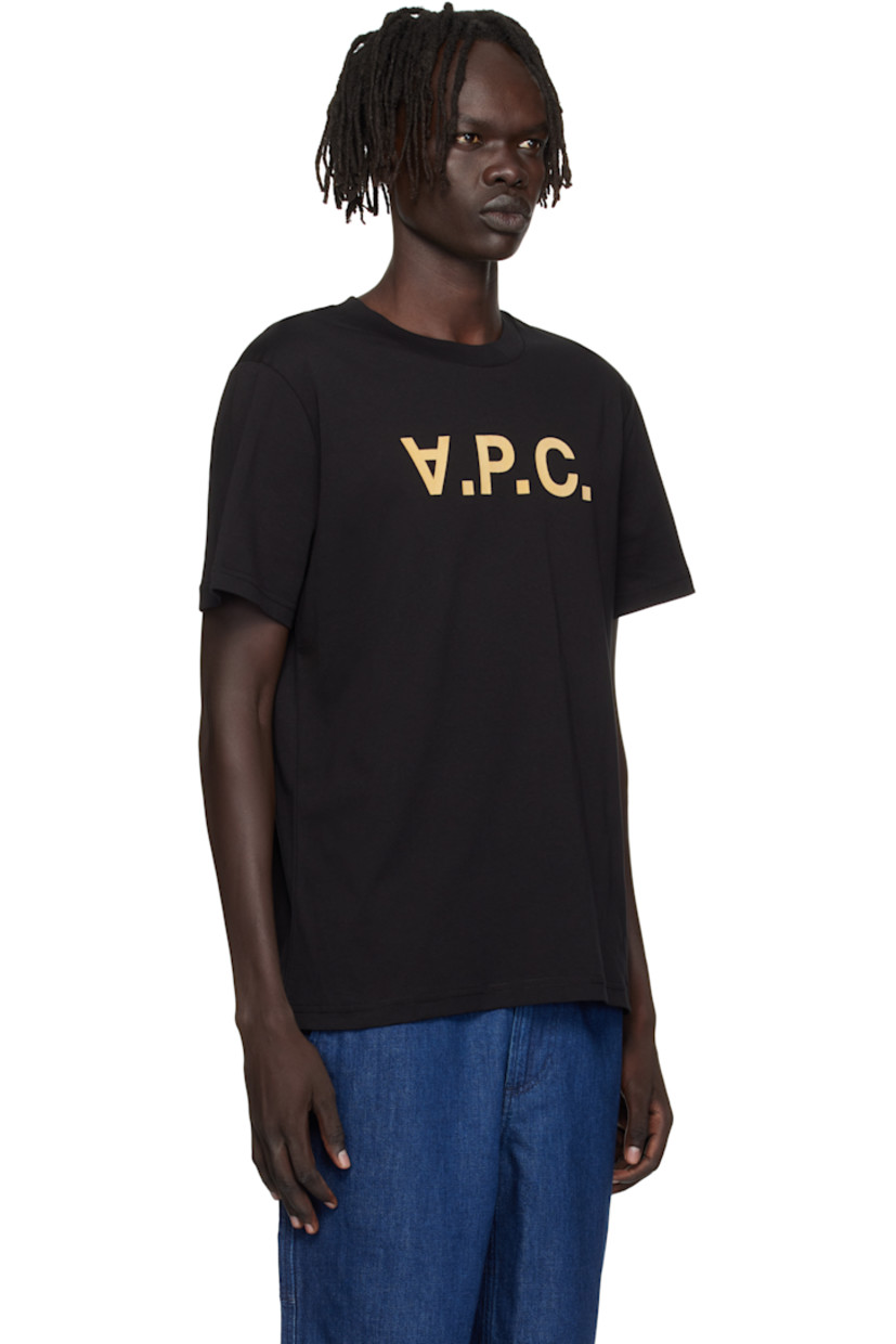 Organic cotton jersey T-shirt.

· Rib-knit crewneck
· Flocked logo at front

Supplier color: Black/Beige