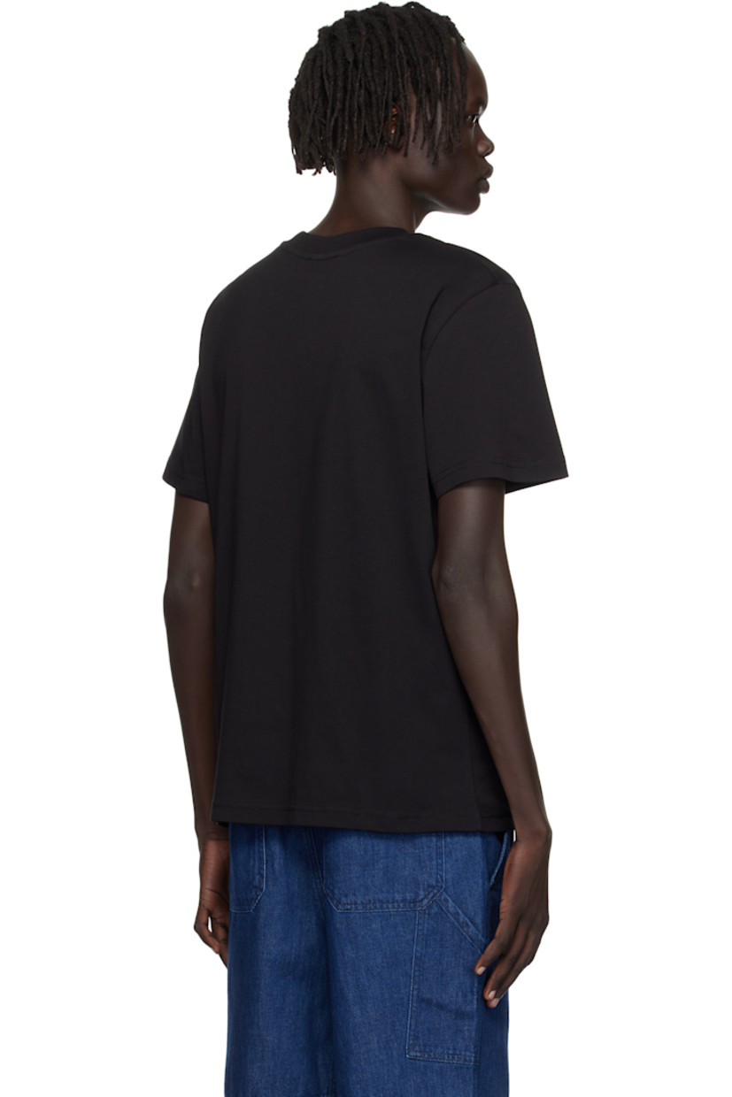 Organic cotton jersey T-shirt.

· Rib-knit crewneck
· Flocked logo at front

Supplier color: Black/Beige
