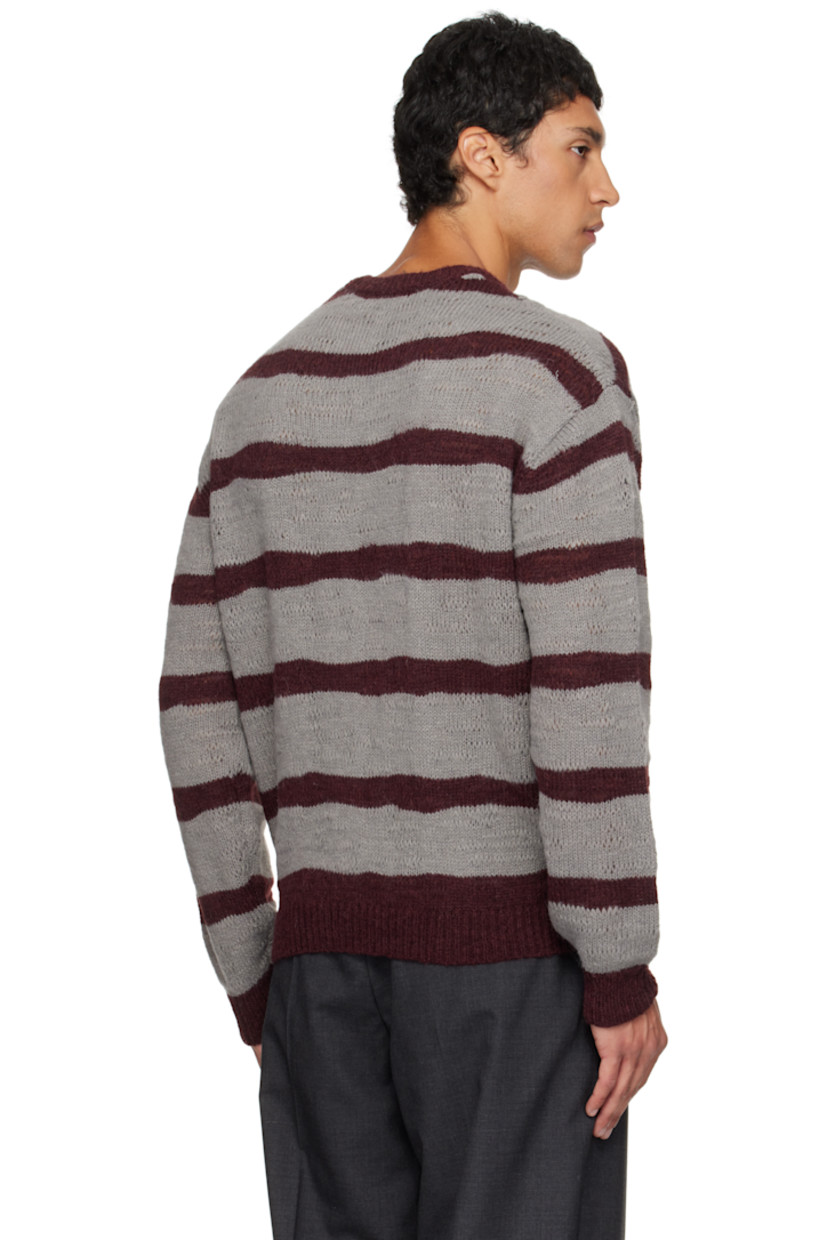 Knit nylon- and wool-blend sweater.

· Stripes throughout
· Rib-knit crewneck, hem, and cuffs
· Dropped shoulders

Supplier color: Grey