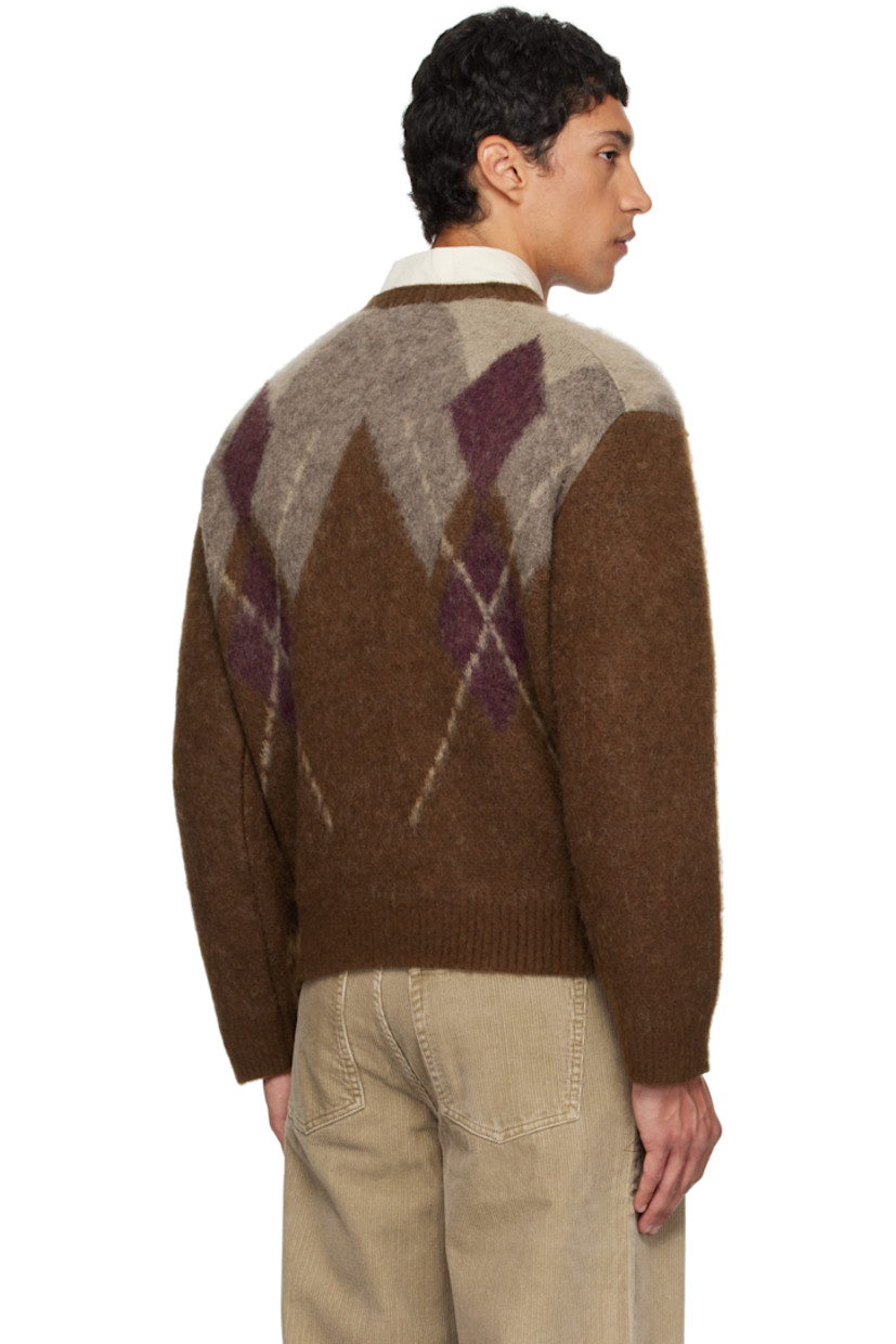 Brushed knit nylon-blend sweater.

· Argyle pattern throughout
· Rib-knit crewneck, hem, and cuffs
· Dropped shoulders

Supplier color: Melange