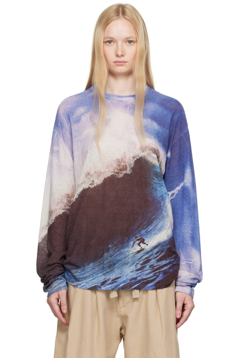 Knit nylon- and alpaca-blend sweater. Graphic printed throughout.

· Crewneck
· Dropped shoulders

Supplier color: Multi