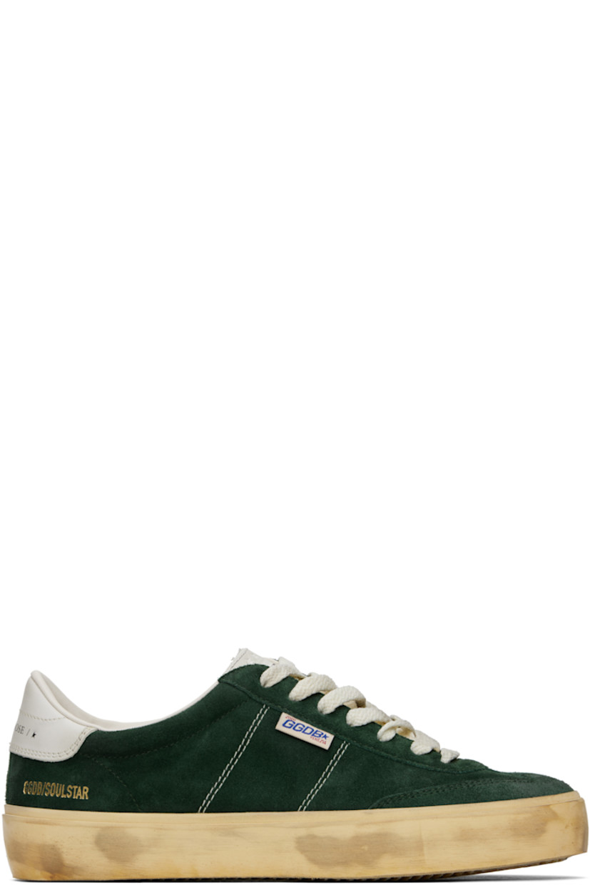 Handcrafted low-top suede sneakers in green. 

· Smudging throughout 
· Lace-up closure
· Logo stamp and star embossed at padded tongue 
· Padded collar 
· Logo flag at vamp 
· Contrast stitching at outer sides 
· Logo stamp at outer side and heel tab 
· Terrycloth lining 
· Treaded rubber sole 

Supplier color: Green/Milk
