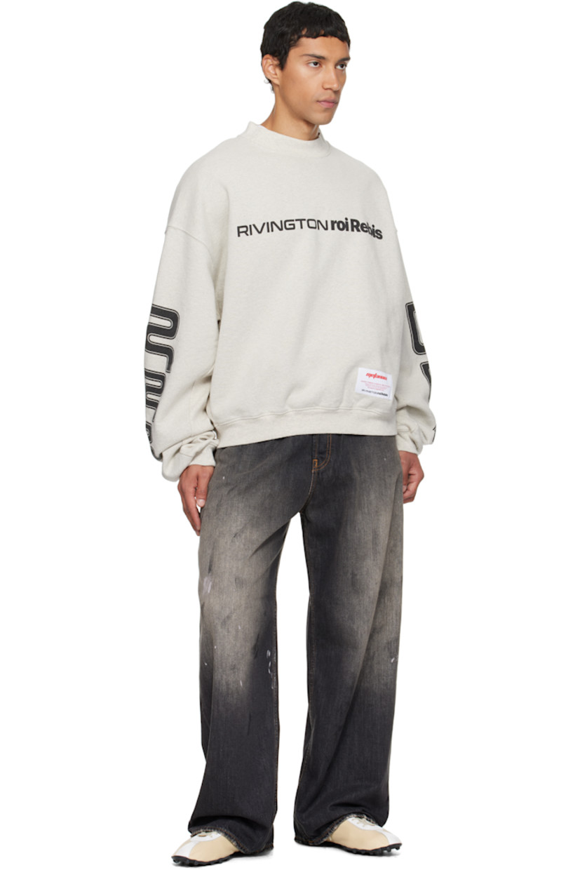 Handcrafted brushed cotton French terry sweatshirt.

· Rib-knit crewneck, hem, and cuffs
· Logo printed at chest and sleeves
· Logo patch at front hem
· Dropped shoulders
· Text printed at back

Supplier color: Heather grey