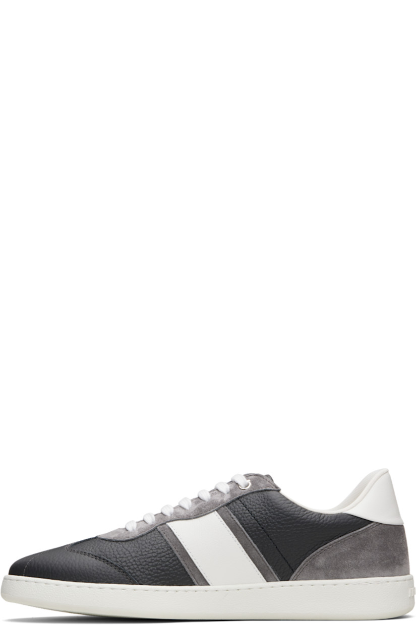 Low-top paneled calfskin suede and grained calfskin sneakers.

· Logo embossed throughout
· Lace-up closure
· Padded tongue and collar
· Logo embossed at heel
· Mesh lining
· Treaded rubber sole

Supplier color: Stromboli Sand/Optic White