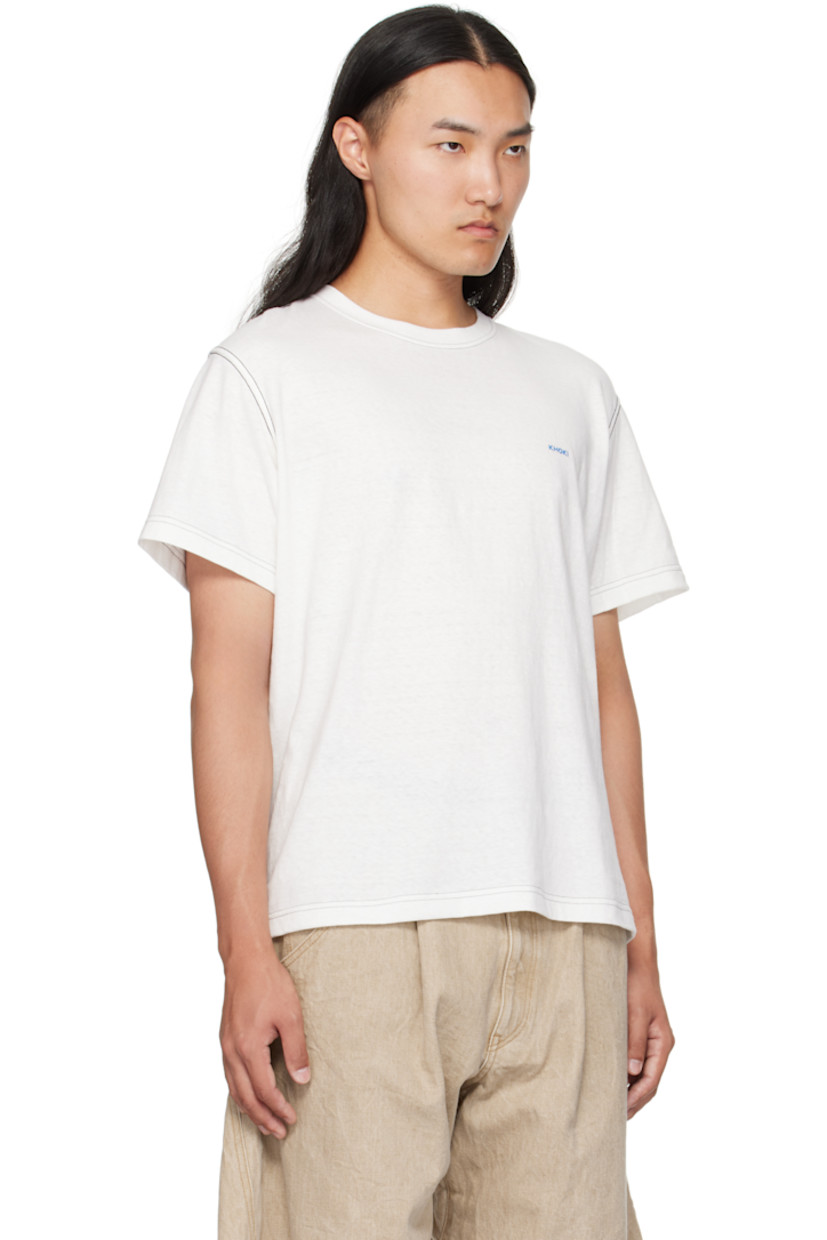 Cotton jersey T-shirt.

· Rib-knit crewneck
· Logo printed at chest
· Graphic printed at back
· Contrast stitching in black

Supplier color: White