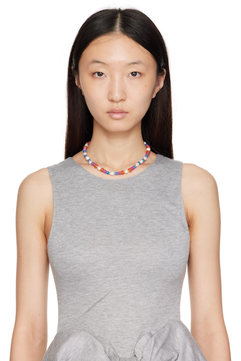 Beaded baroque pearl, agate, and quartz stone necklace.

· Hand-knotted silk thread
· Logo plaque at hook fastening
· Sterling silver hardware
· L15"

Part of the Gohar World Table VII collection.

Supplier color: Silver