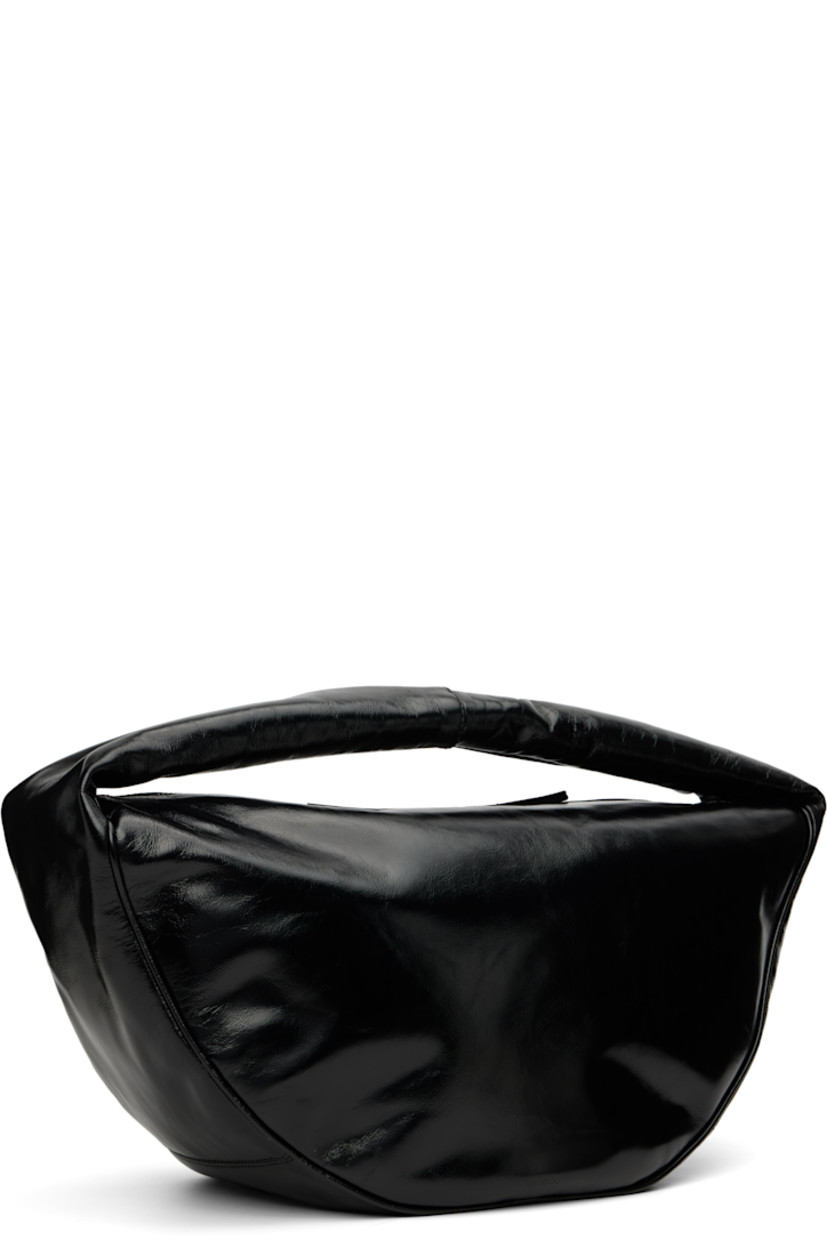 Crinkled lambskin shoulder bag.

· LWG-certified leather
· Fixed shoulder strap
· Logo embossed at face
· Two-way zip closure
· Zip pocket at interior
· Cotton twill lining
· H11" x W16.75" x D7"

Supplier color: Black