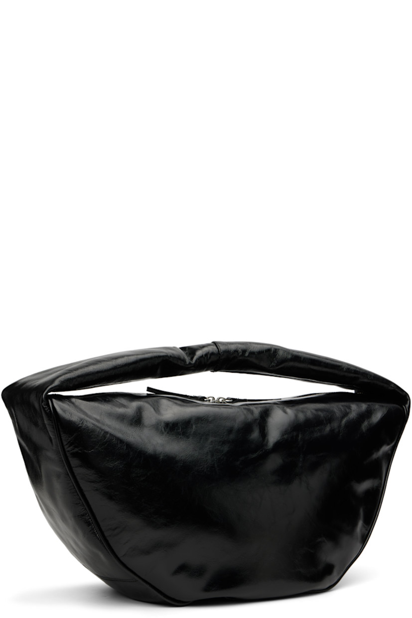 Crinkled lambskin shoulder bag.

· LWG-certified leather
· Fixed shoulder strap
· Logo embossed at face
· Two-way zip closure
· Zip pocket at interior
· Cotton twill lining
· H11" x W16.75" x D7"

Supplier color: Black