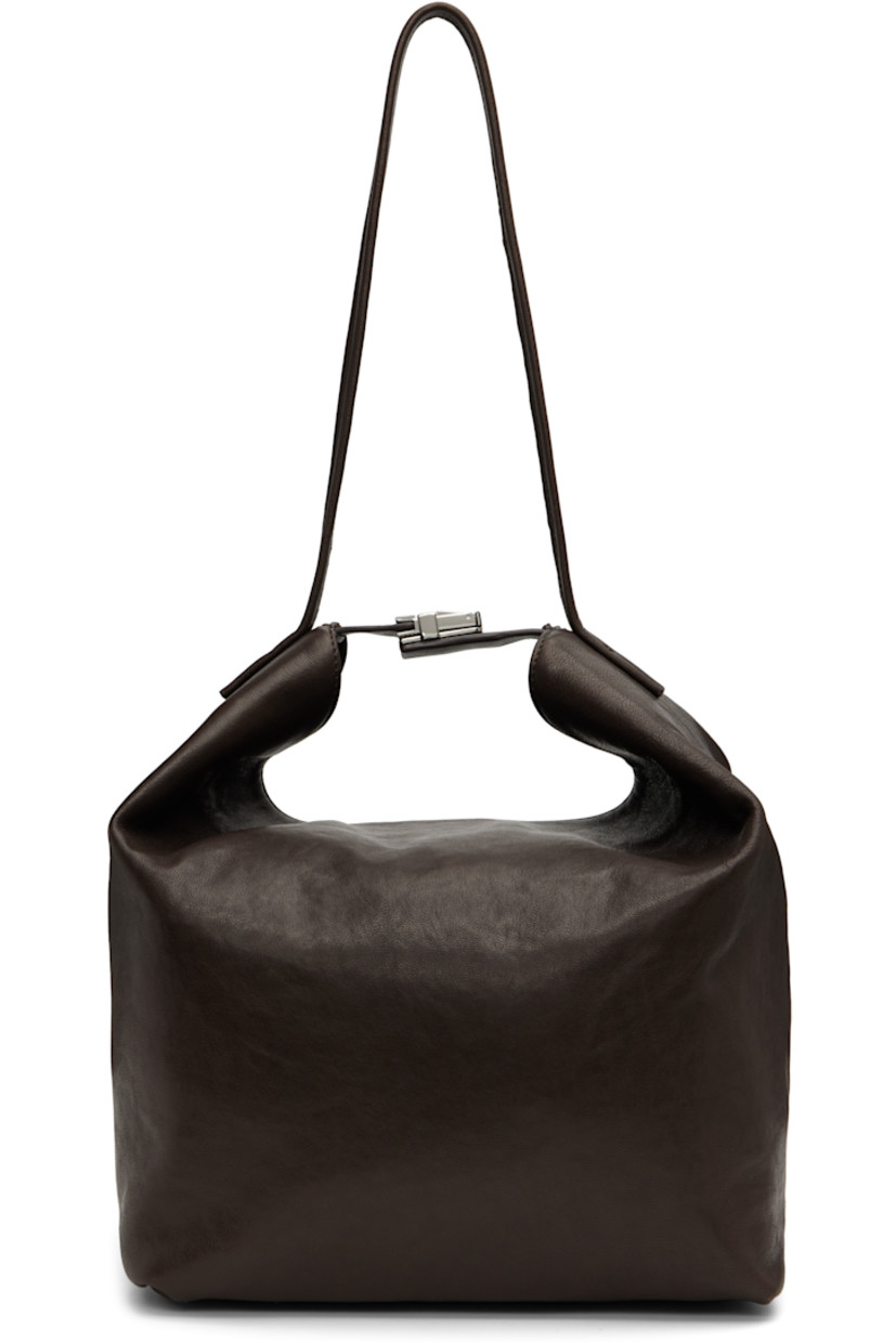 Crinkled lambskin shoulder bag.

· Fixed shoulder strap
· Press-release fastening at top
· Magnetic closure
· Microfiber lining
· Logo-engraved silver-tone hardware
· H12" x W10.5" x D9"

Supplier color: Ristretto
