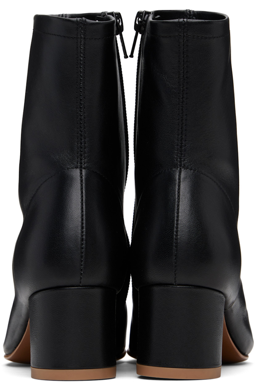 Ankle-high buffed lambskin boots.

· Square toe
· Zip closure at inner side
· Covered block heel with rubber injection
· Leather sole
· Heel: H2"

Supplier color: Black