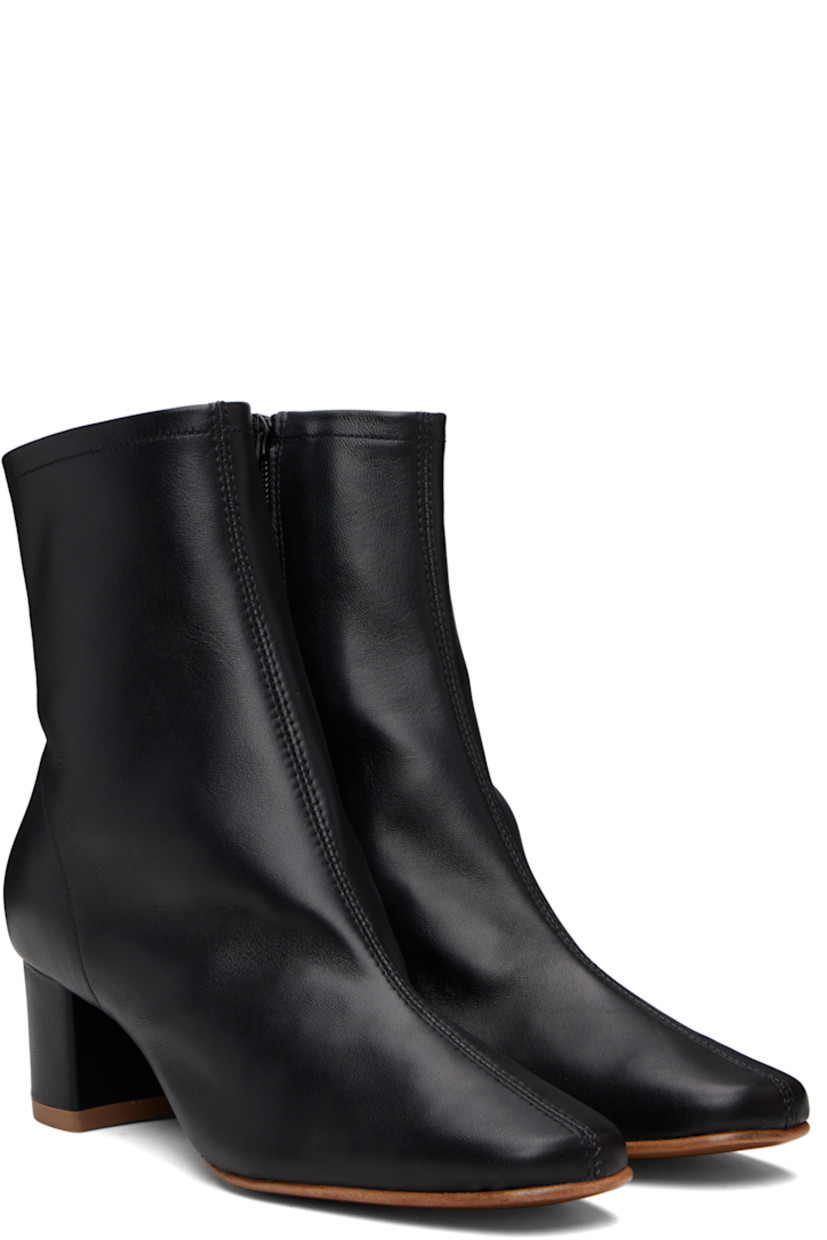 Ankle-high buffed lambskin boots.

· Square toe
· Zip closure at inner side
· Covered block heel with rubber injection
· Leather sole
· Heel: H2"

Supplier color: Black