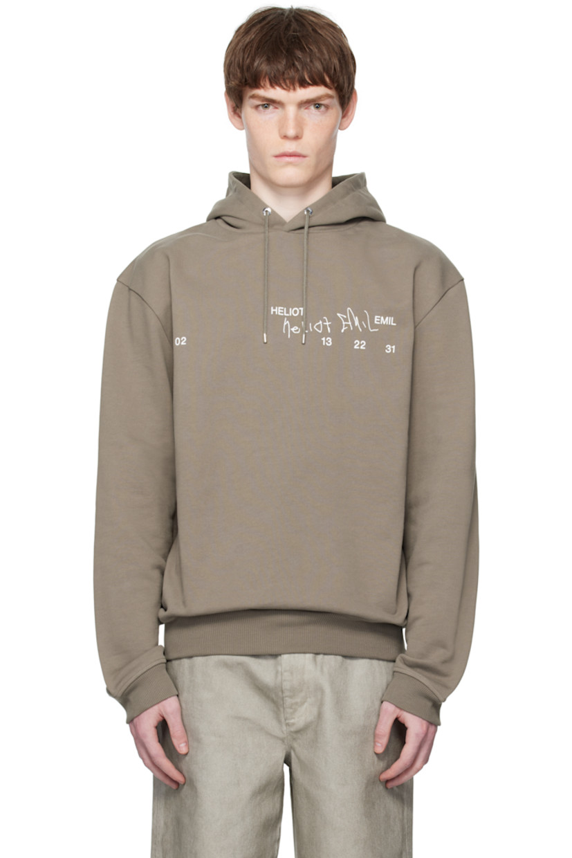 French terry hoodie.

· Drawstring at hood
· Logo and text printed at chest
· Rib-knit hem and cuffs
· Dropped shoulders

Supplier color: Dark stone