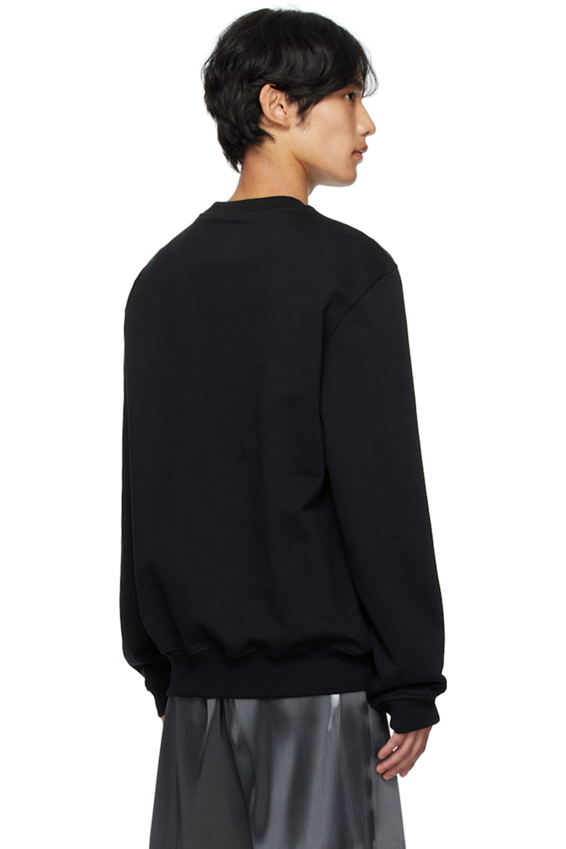 French terry sweatshirt.

· Rib-knit crewneck, hem, and cuffs
· Logo plaque at chest
· Darts at front

Supplier color: Cotton black