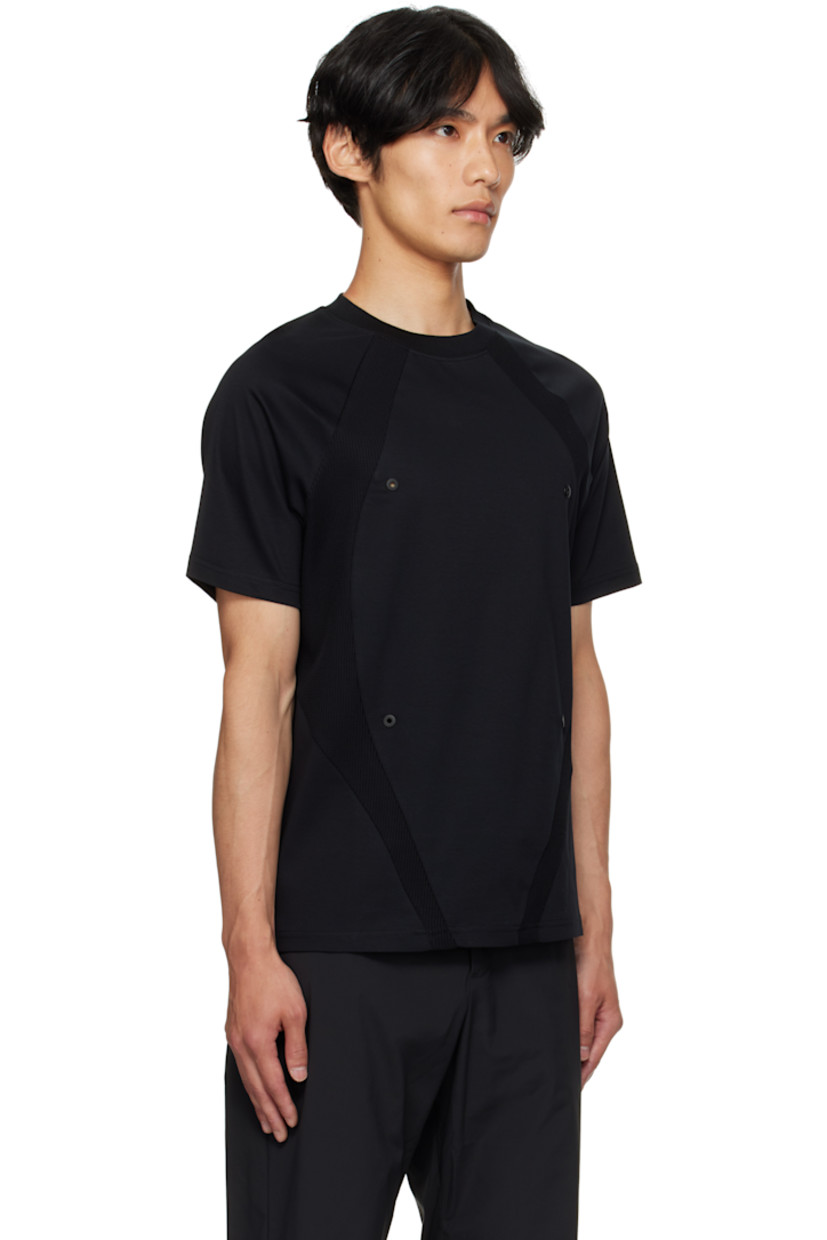 Cotton jersey and waffle-knit T-shirt.

· Paneled construction
· Rib-knit crewneck
· Eyelets at front and back
· Raglan sleeves

Supplier color: Black