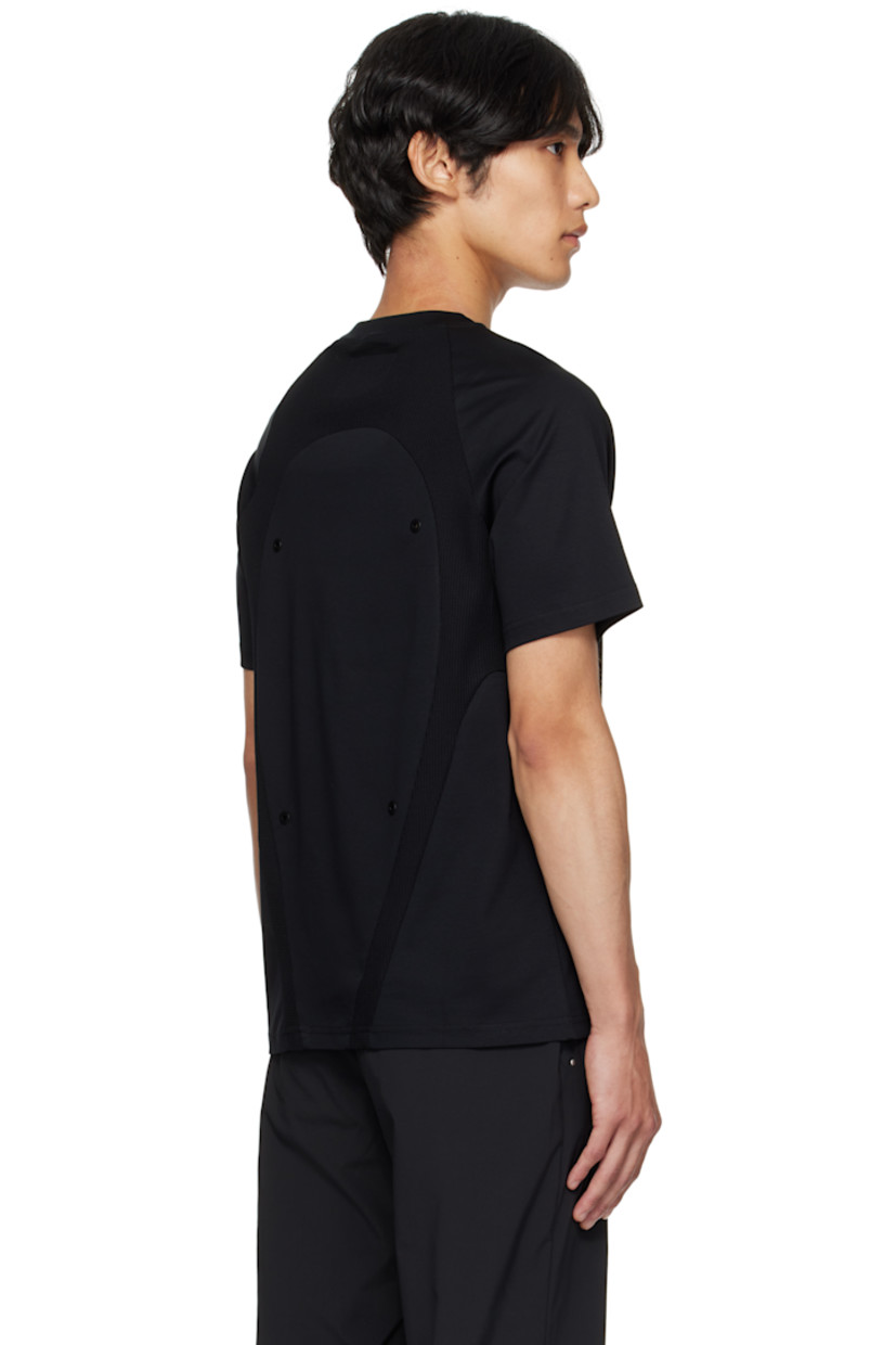 Cotton jersey and waffle-knit T-shirt.

· Paneled construction
· Rib-knit crewneck
· Eyelets at front and back
· Raglan sleeves

Supplier color: Black