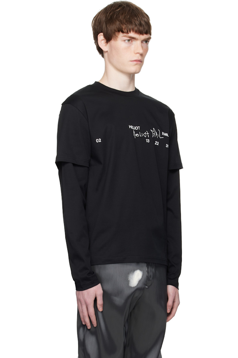 Cotton jersey T-shirt.

· Rib-knit crewneck
· Logo and text printed at chest
· Layered sleeves

Supplier color: Black