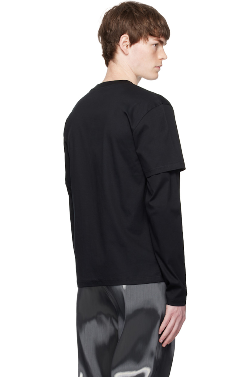 Cotton jersey T-shirt.

· Rib-knit crewneck
· Logo and text printed at chest
· Layered sleeves

Supplier color: Black