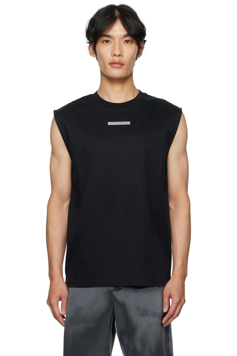 Cotton jersey tank top.

· Rib-knit crewneck
· Logo plaque at chest
· Darts at front

Supplier color: Black
