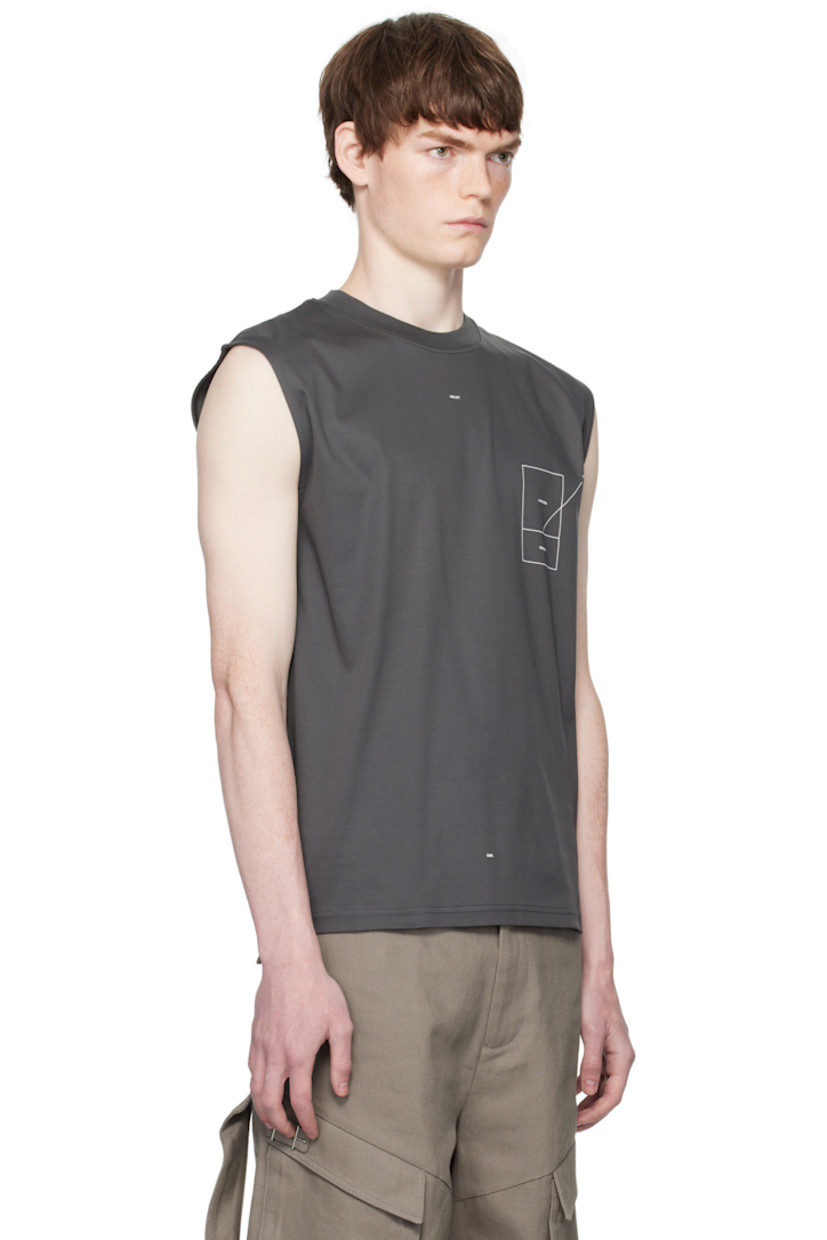 Cotton jersey tank top.

· Rib-knit crewneck
· Logo printed at front
· Text and graphic printed at chest
· Text printed at back collar

Supplier color: Dark grey