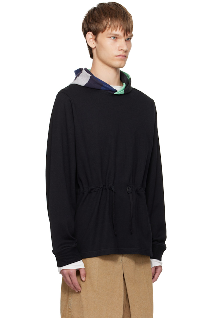 Cotton jersey hoodie.

· Paneled construction
· Stripes at hood
· Drawstring at waist
· Vented side seams
· Rib-knit cuffs

Each item is unique. Please note coloration and pattern may vary.

Supplier color: Black