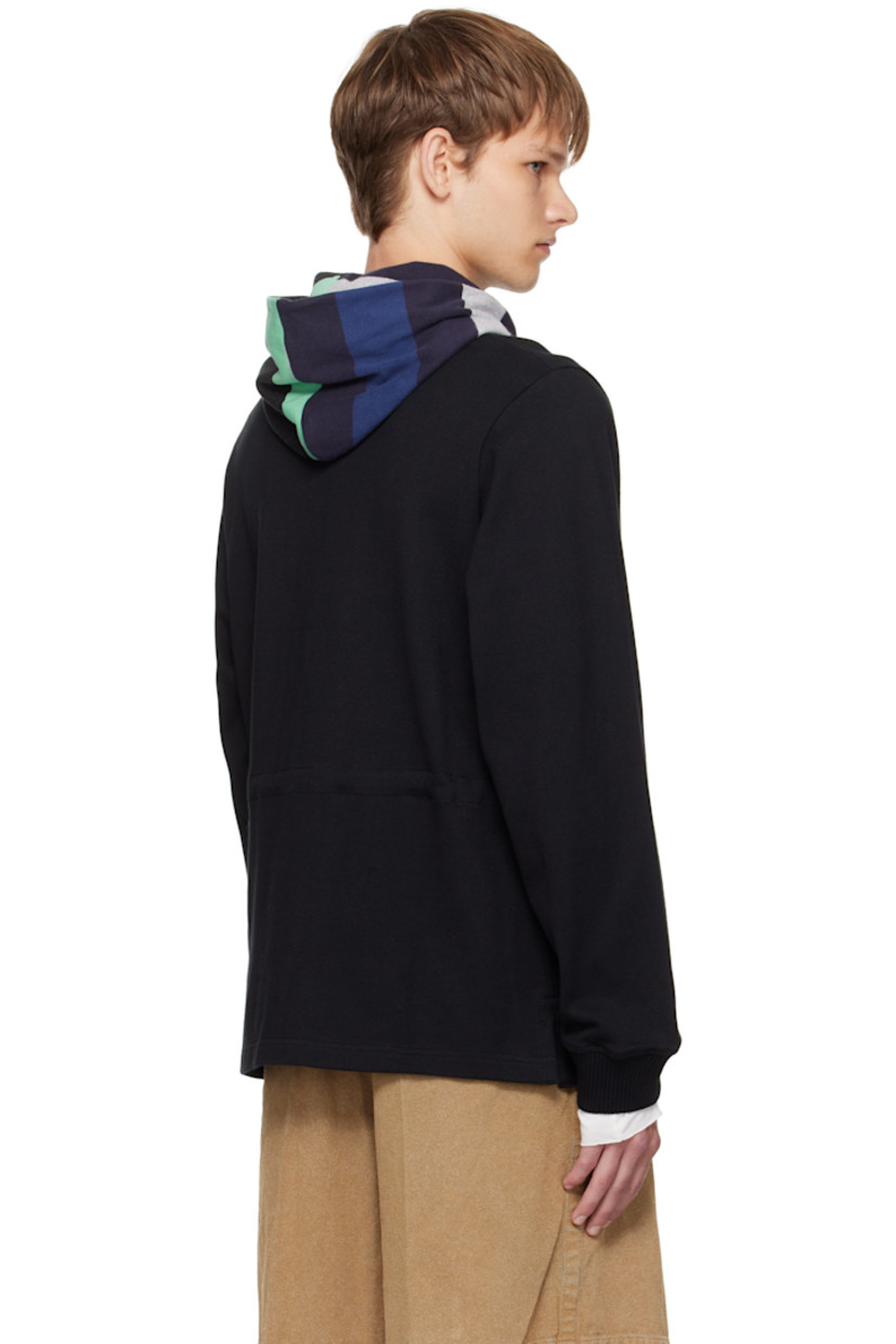 Cotton jersey hoodie.

· Paneled construction
· Stripes at hood
· Drawstring at waist
· Vented side seams
· Rib-knit cuffs

Each item is unique. Please note coloration and pattern may vary.

Supplier color: Black