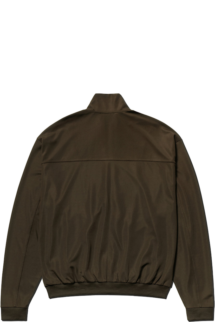 Stretch jersey track jacket.

· Stand collar
· Zip closure
· Logo embroidered at chest
· Welt pockets at waist
· Rib-knit hem and cuffs

Supplier color: Turkish Coffee