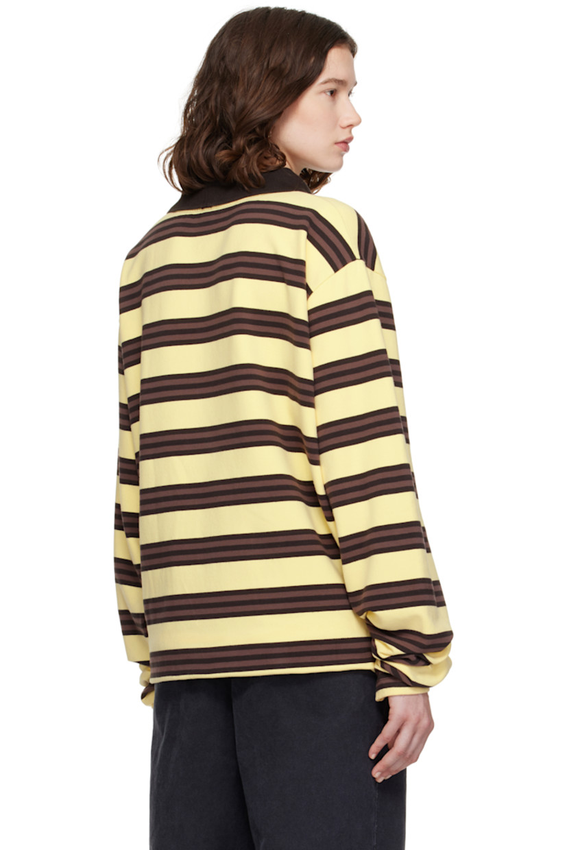 Stretch cotton jersey polo.

· Stripes throughout
· Rib-knit spread collar
· Short two-button placket
· Dropped shoulders

Supplier color: Turkish Coffee Stripe
