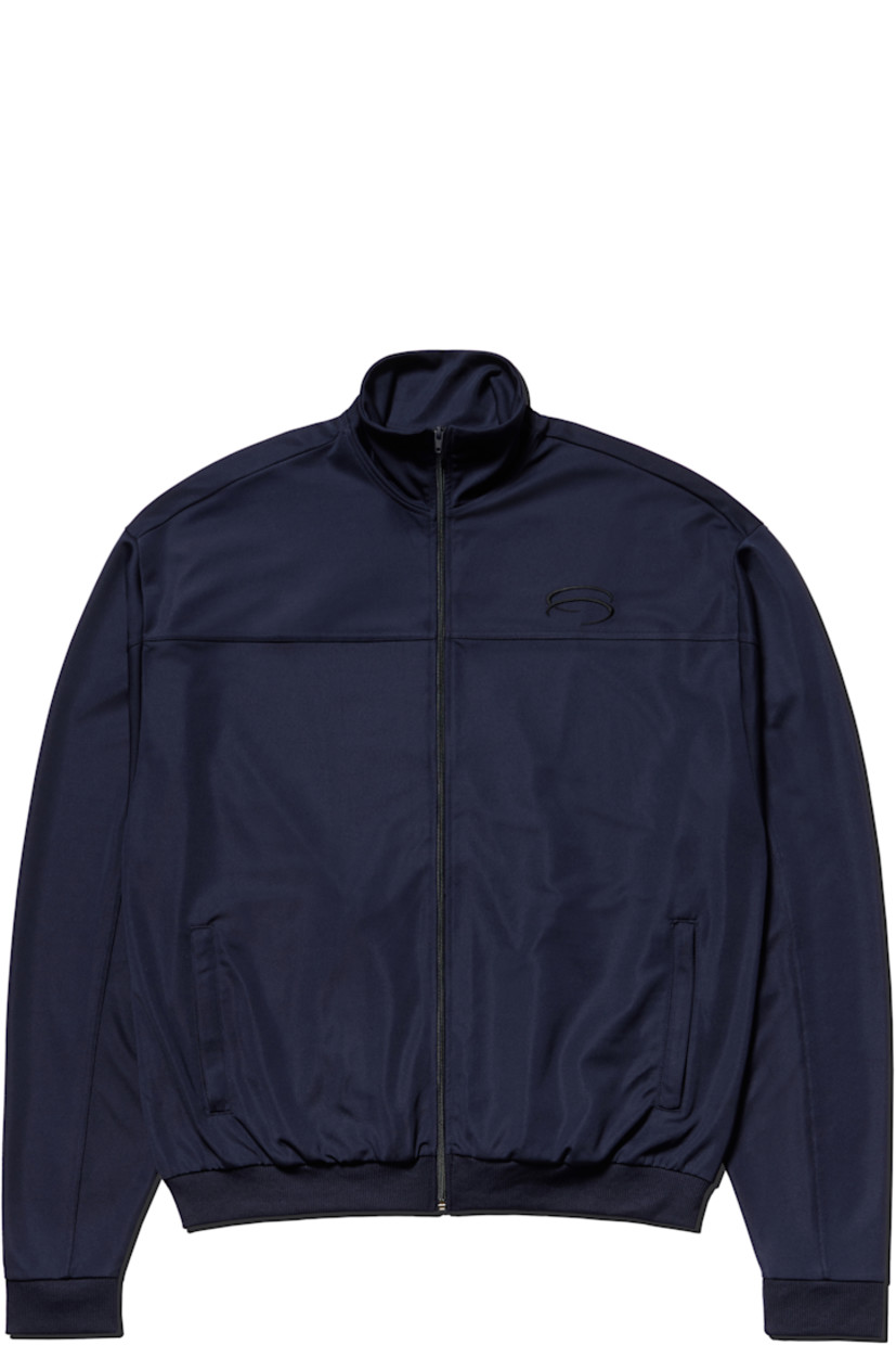Stretch jersey track jacket.

· Stand collar
· Zip closure
· Logo embroidered at chest
· Welt pockets at waist
· Rib-knit hem and cuffs

Supplier color: Navy