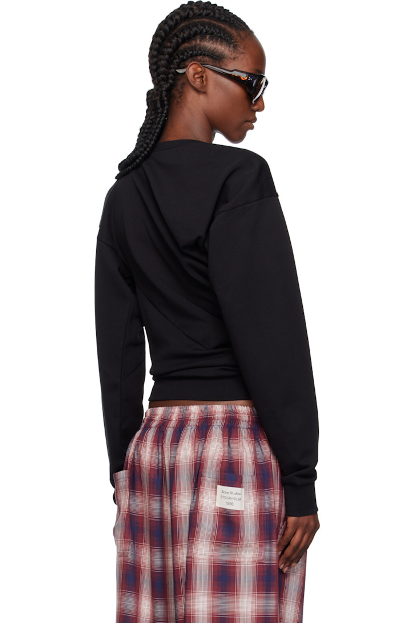 Organic cotton French terry sweatshirt. 

· Asymmetrical construction
· Draping throughout 
· Rib-knit boatneck, hem, and cuffs
· Embroidered logo at chest

Supplier color: Black
