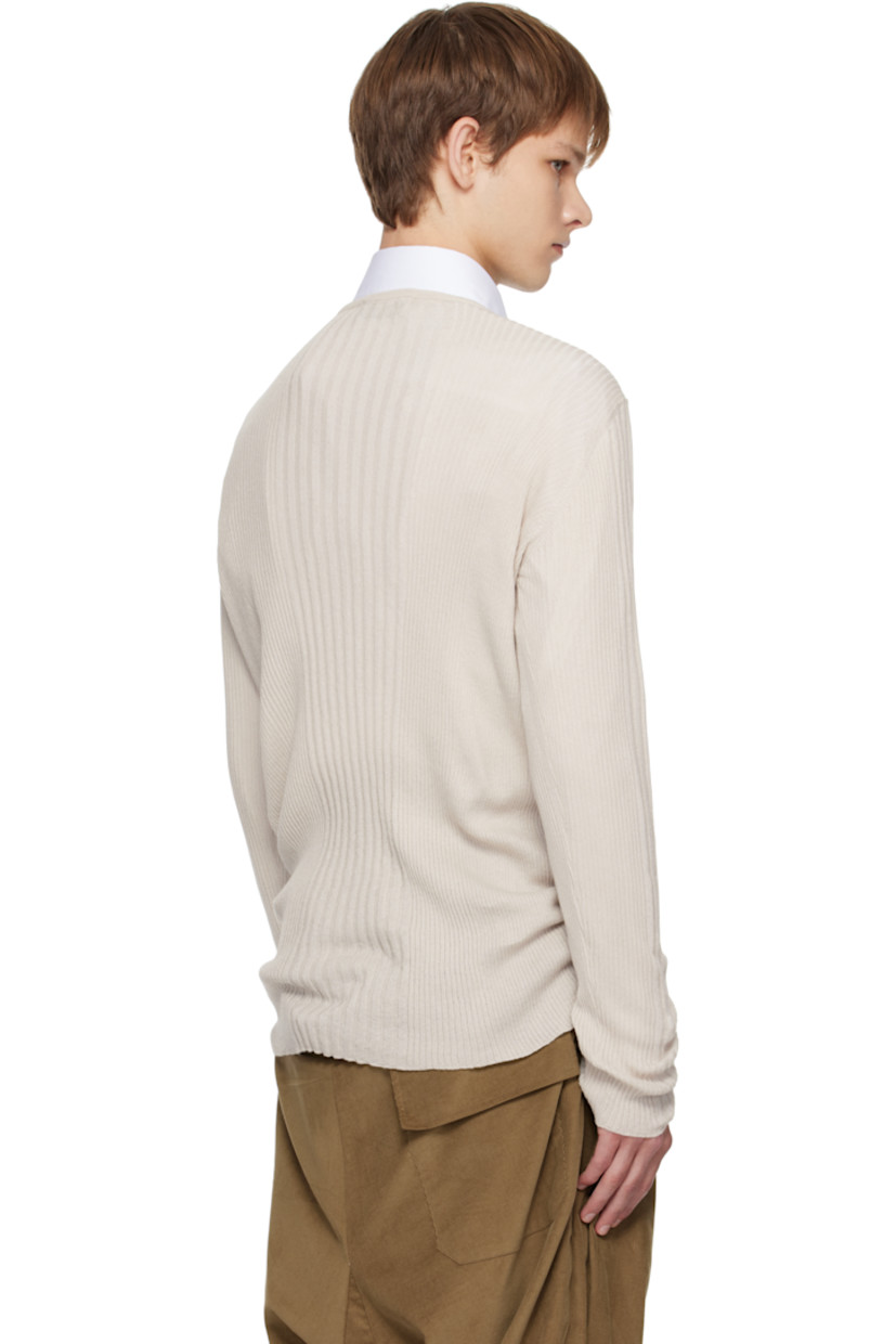 Rib-knit organic cotton- and cashmere-blend henley.

· Crewneck
· Offset three-button placket
· Logo embroidered at front hem

Supplier color: Dusty white