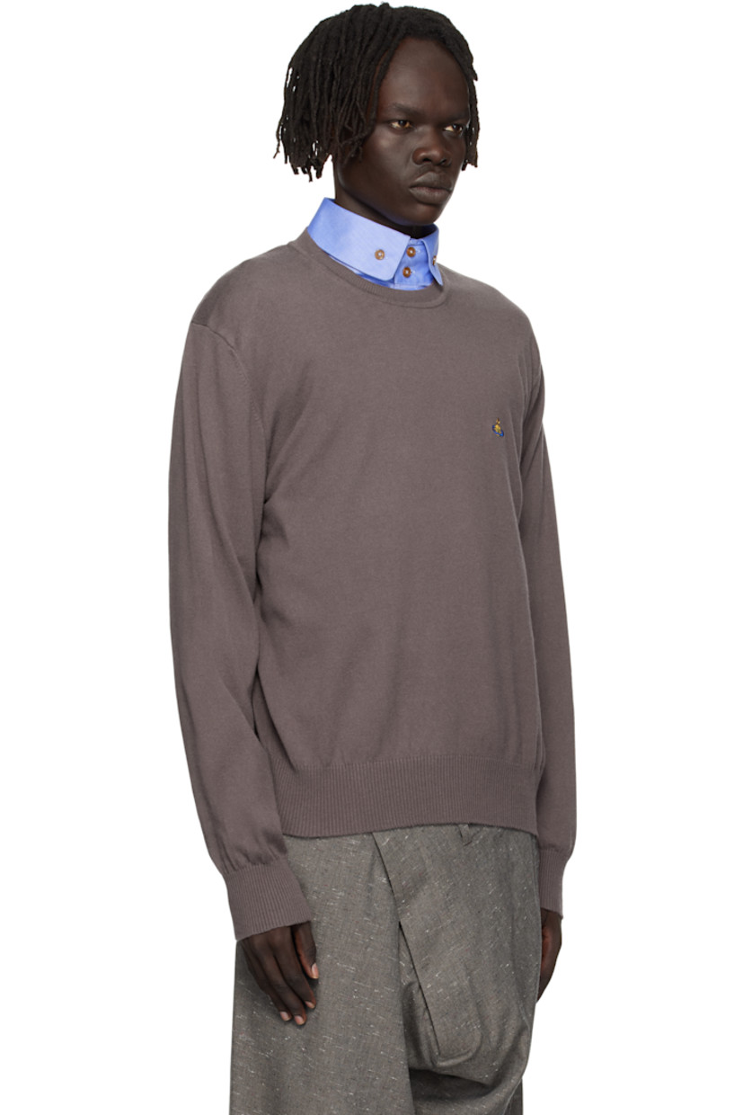Knit organic cotton- and cashmere-blend sweater. 

· Rib-knit crewneck, hem, and cuffs
· Logo embroidered at chest
· Dropped shoulders

Supplier color: Truffle