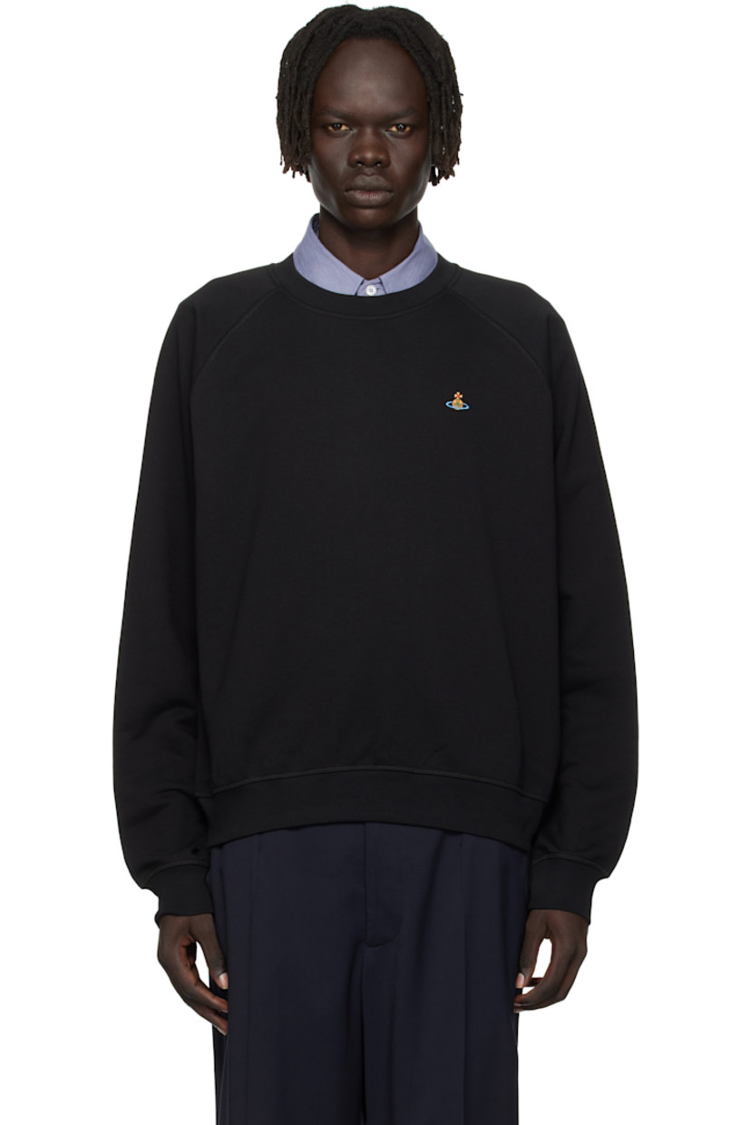 French terry sweatshirt.

· Rib-knit crewneck, hem, and cuffs
· Logo embroidered at chest
· Raglan sleeves

Supplier color: Black