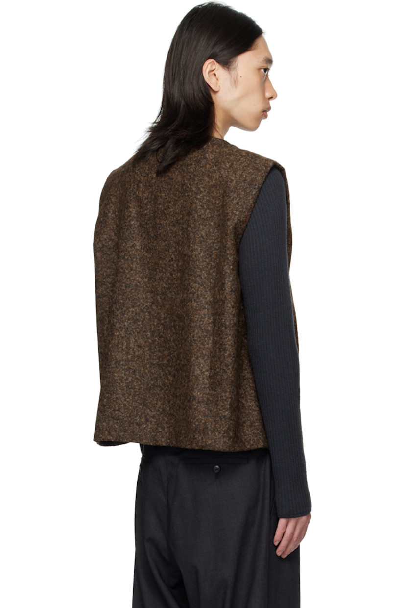 Cashmere- and wool-blend melton vest.

· Round neck
· Zip closure
· Cropped hem
· Full poplin lining

Supplier color: Speckled brown