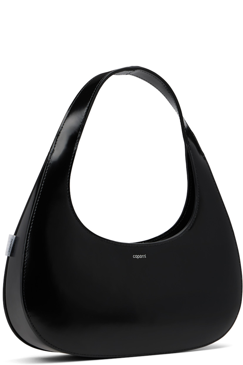 Polished leather shoulder bag.

· Integrated shoulder strap
· Logo stamp at face
· Logo flag at side
· Two-way zip closure
· Suede interior
· H4.5" x W11" x D2.25"

Supplier color: Black