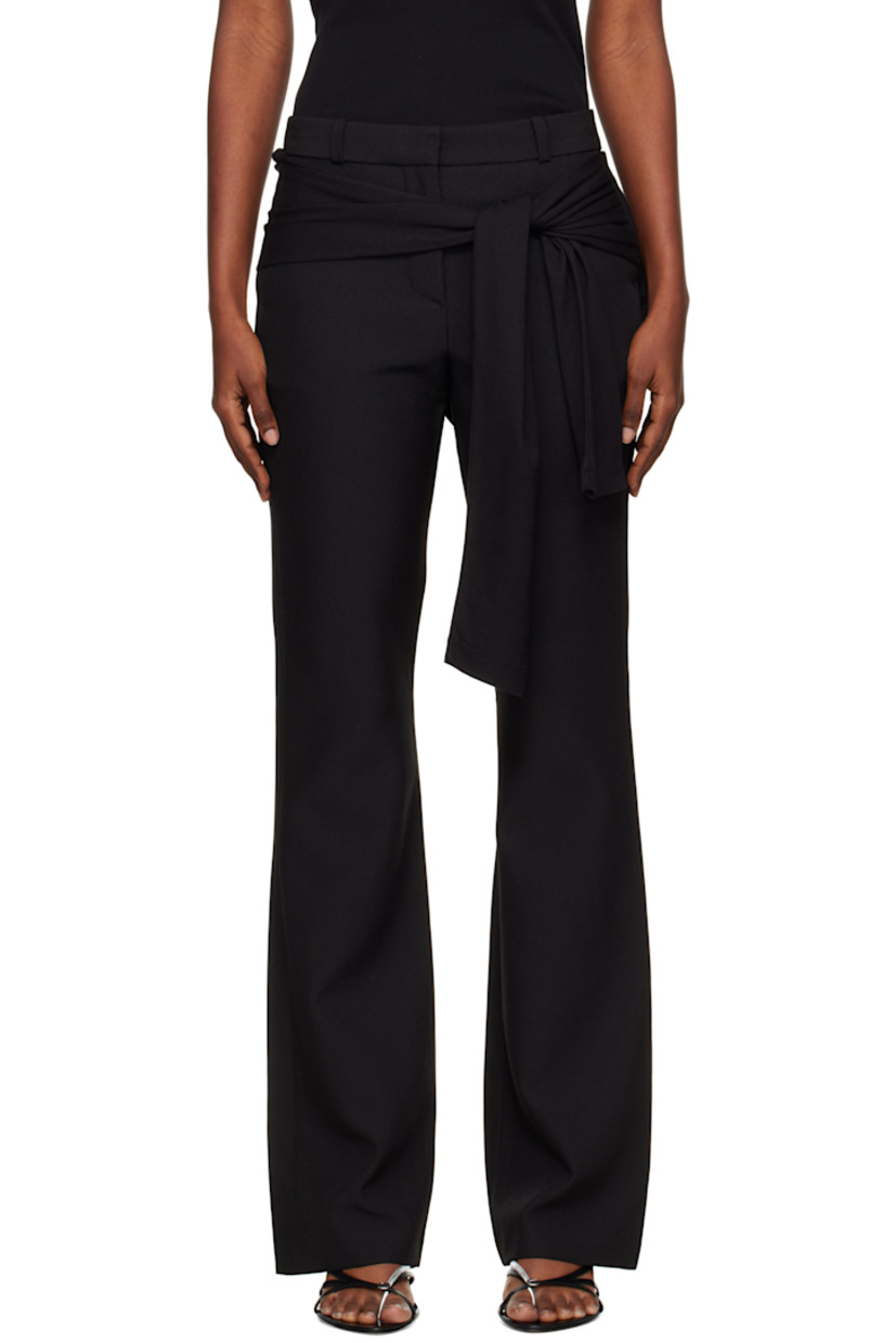 Recycled polyester twill trousers.

· Belt loops
· Three-pocket styling
· Zip fly
· Jersey overlay and self-tie fastening at front

Supplier color: Black