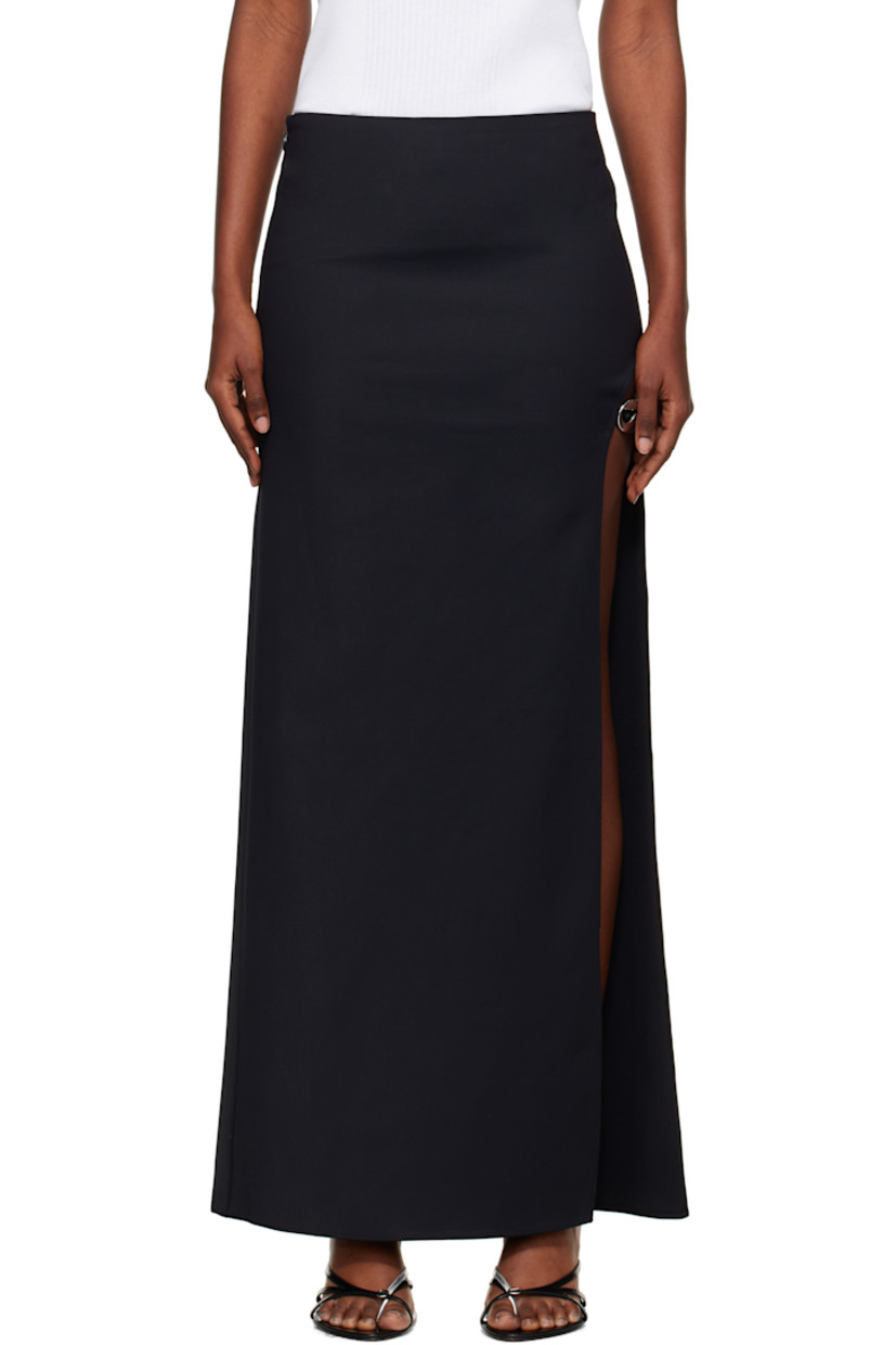 Plain-woven stretch cotton-blend maxi skirt.

· Zip closure at side seam
· Slit and elasticized post-stud strap at side seam

Supplier color: Black