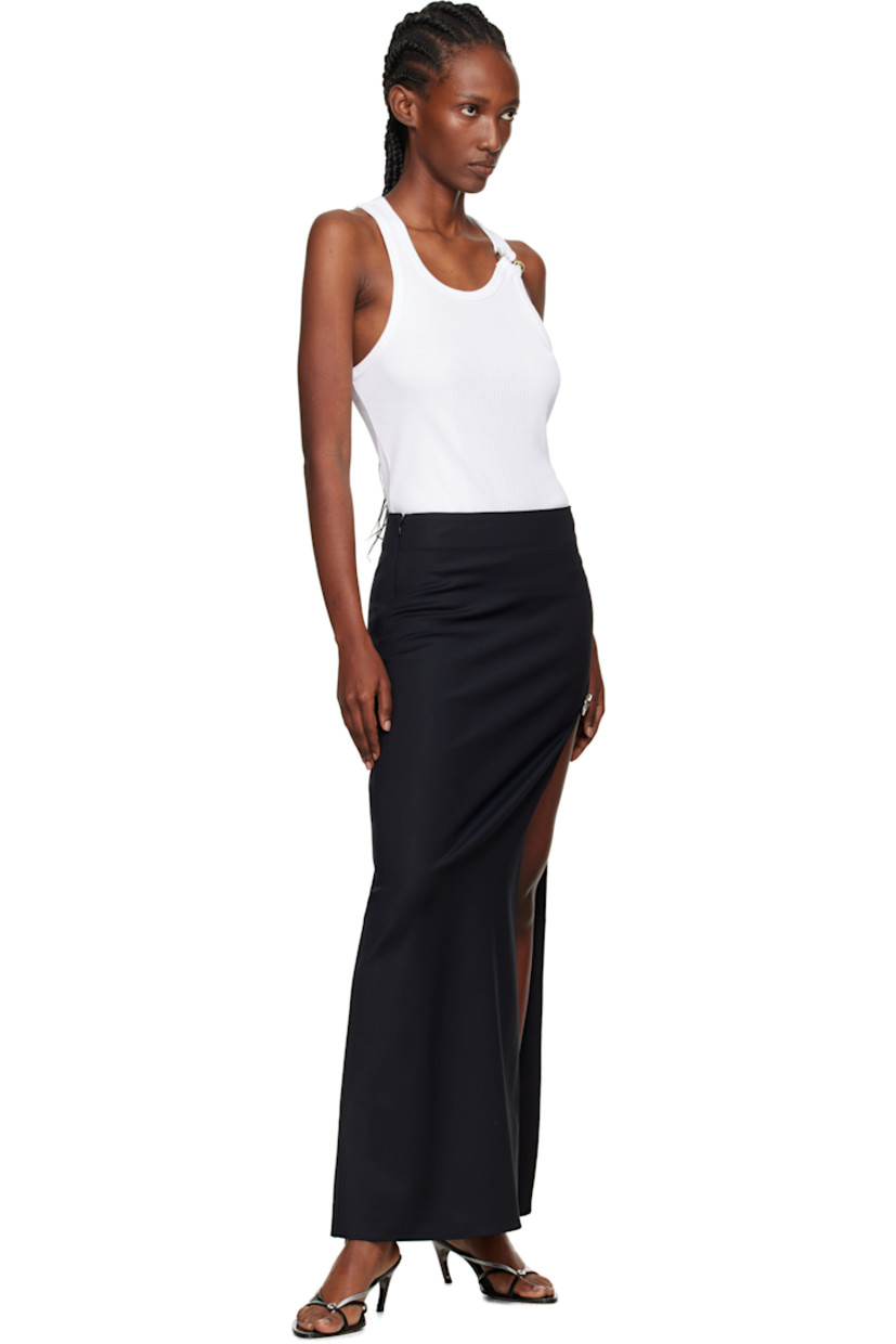 Plain-woven stretch cotton-blend maxi skirt.

· Zip closure at side seam
· Slit and elasticized post-stud strap at side seam

Supplier color: Black