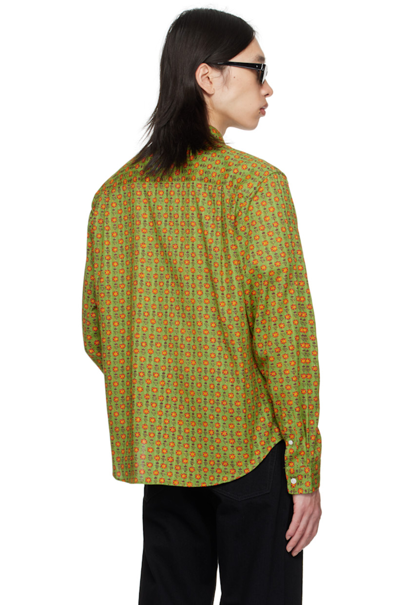 Cotton dobby cloth shirt.

· Floral pattern printed throughout
· Spread collar
· Button closure
· Patch pocket at chest
· Shirttail hem
· Adjustable buttoned barrel cuffs
· Pleats at back yoke

Supplier color: Green