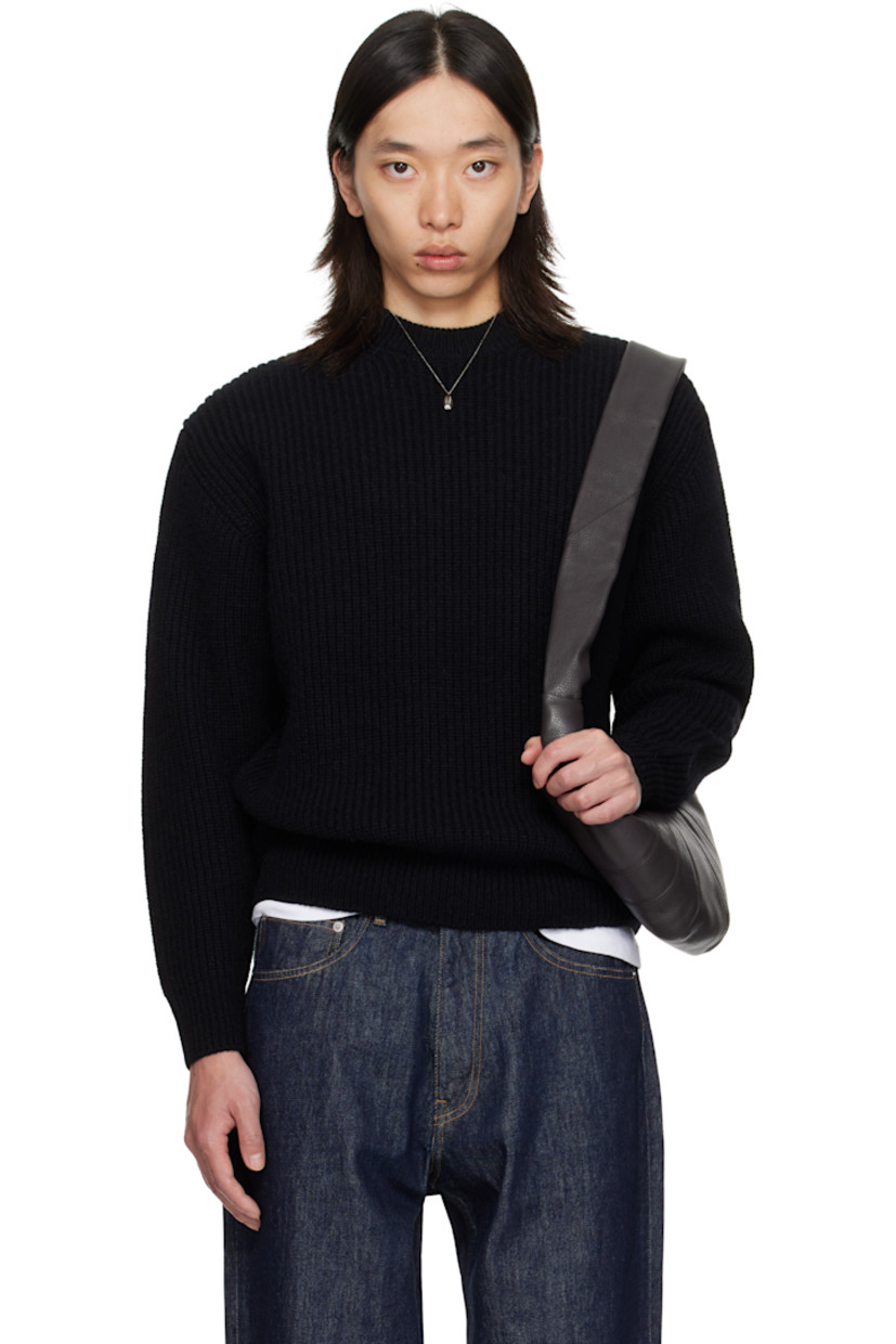Rib-knit alpaca- and wool-blend sweater. Crewneck.

Supplier color: Black