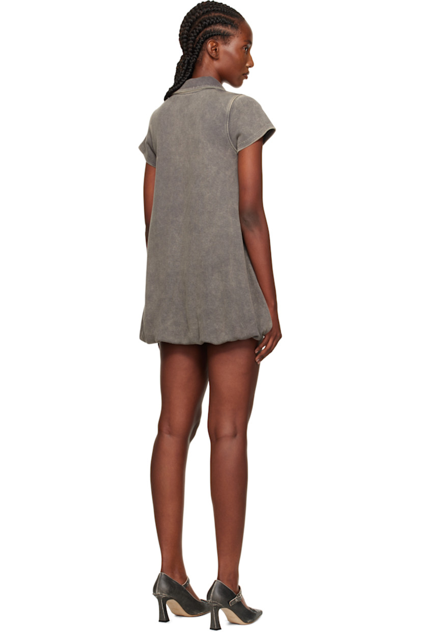 Cotton-blend piqué minidress.

· Fading throughout
· Spread collar
· Five-button placket
· Logo embroidered at chest
· Bubble hem

Supplier color: Charcoal