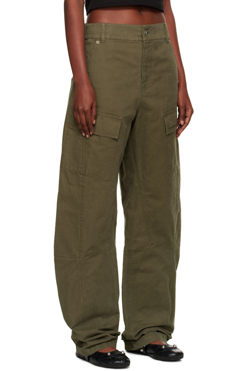 Cotton twill trousers.

· Paneled construction
· Belt loops
· Three-pocket styling
· Zip fly
· Flap pockets and embroidered logo at front
· Curved outseams

Supplier color: Khaki