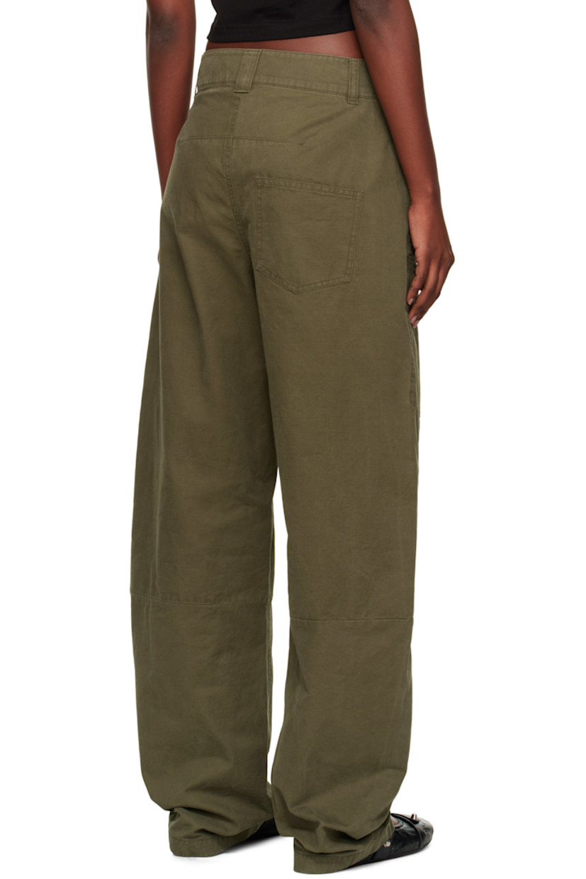 Cotton twill trousers.

· Paneled construction
· Belt loops
· Three-pocket styling
· Zip fly
· Flap pockets and embroidered logo at front
· Curved outseams

Supplier color: Khaki