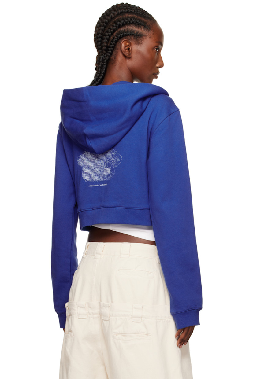 Cotton French terry hoodie.

· Zip closure
· Logo graphic printed at chest and back
· Patch pockets at front
· Cropped hem
· Rib-knit hem and cuffs

Supplier color: Blue