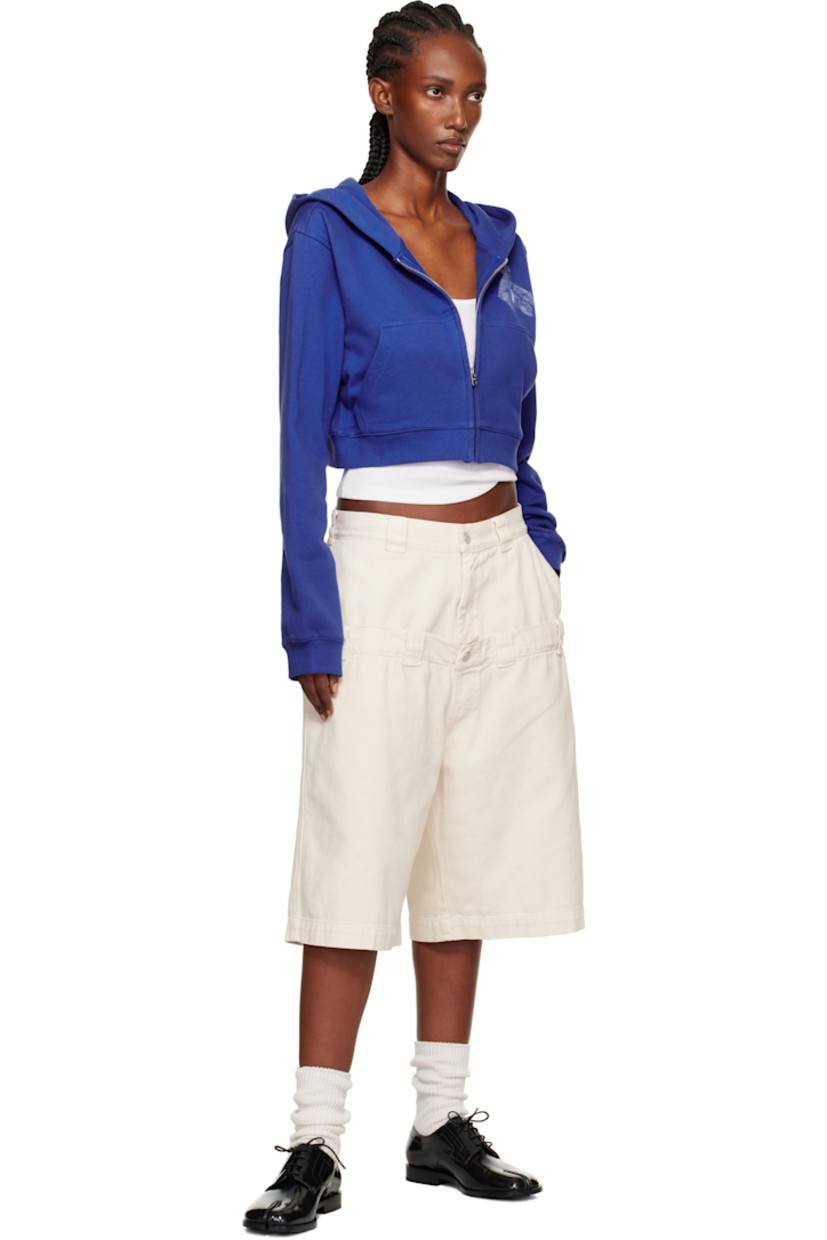 Cotton French terry hoodie.

· Zip closure
· Logo graphic printed at chest and back
· Patch pockets at front
· Cropped hem
· Rib-knit hem and cuffs

Supplier color: Blue