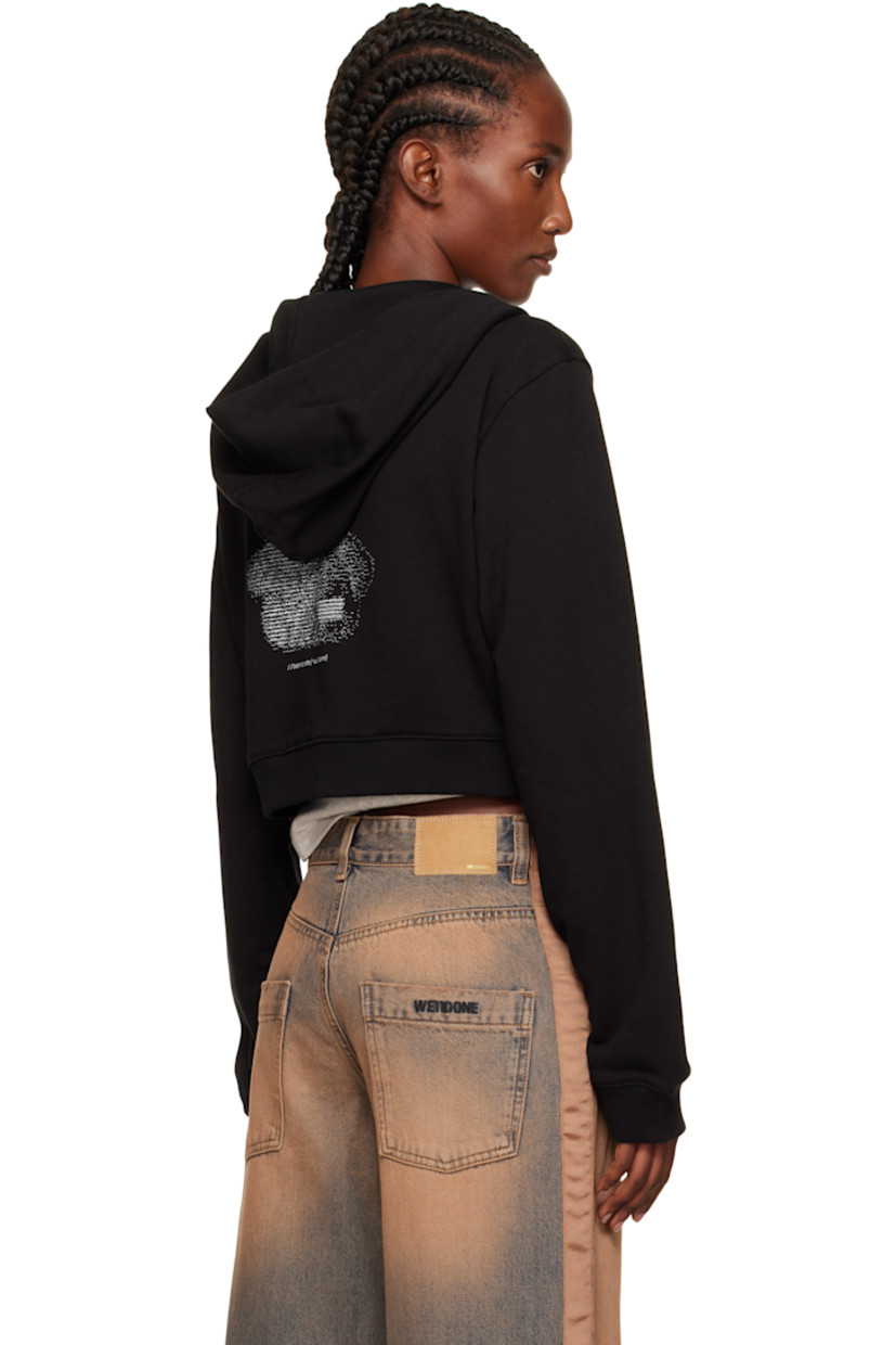 Cotton French terry hoodie.

· Zip closure
· Logo graphic printed at chest and back
· Patch pockets at front
· Cropped hem
· Rib-knit hem and cuffs

Supplier color: Black