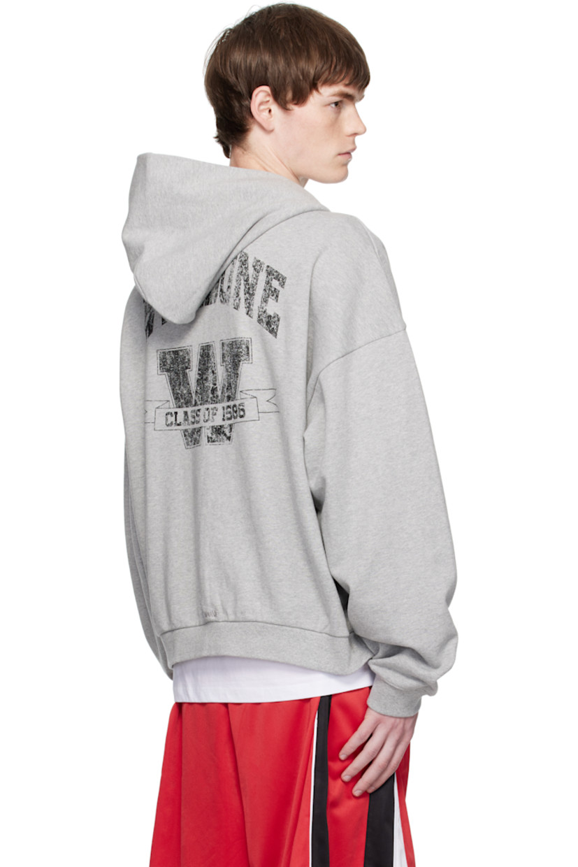 Heavyweight cotton fleece hoodie.

· Zip closure
· Logo graphic printed at chest and back
· Patch pockets at waist
· Rib-knit hem and cuffs
· Dropped shoulders

Supplier color: Melange Grey