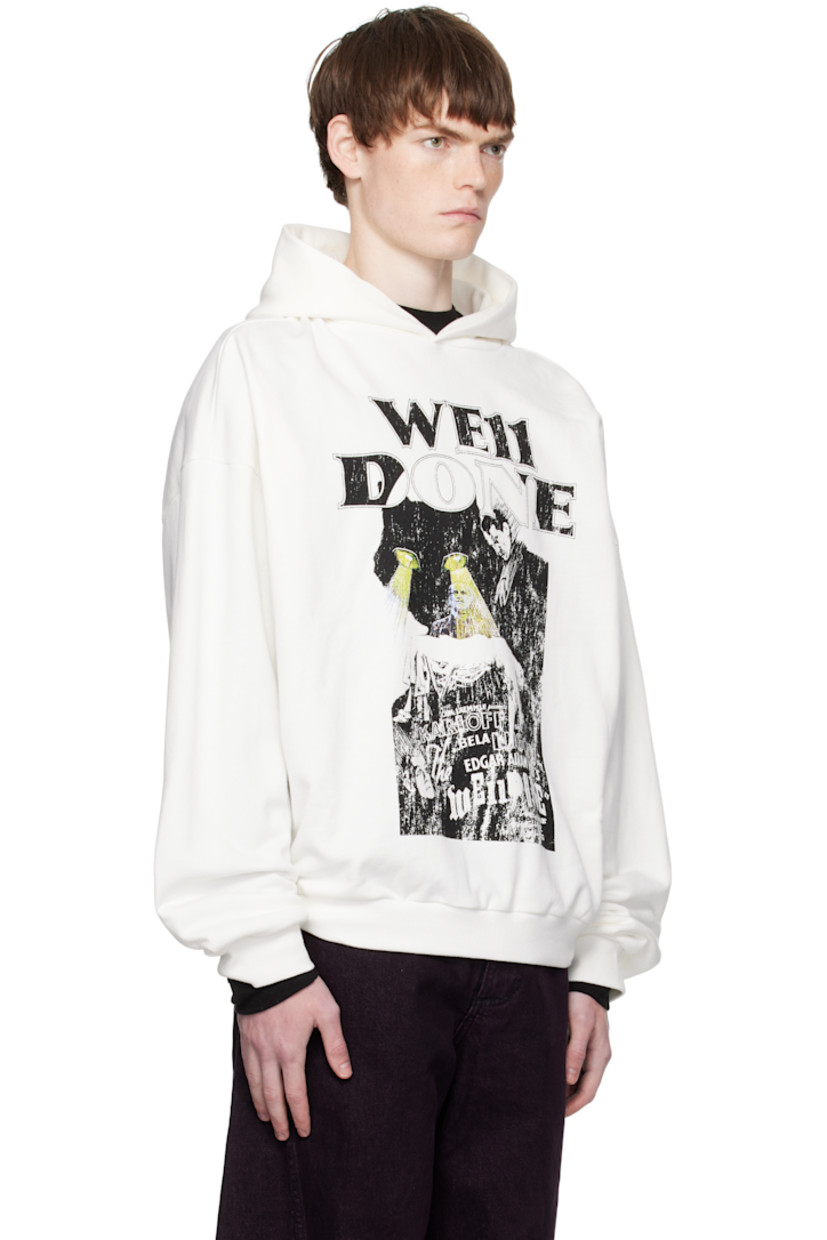 Heavyweight cotton fleece hoodie.

· Logo graphic printed at front
· Rib-knit hem and cuffs
· Dropped shoulders
· Text printed at back
· Logo embroidered at back hem

Supplier color: White