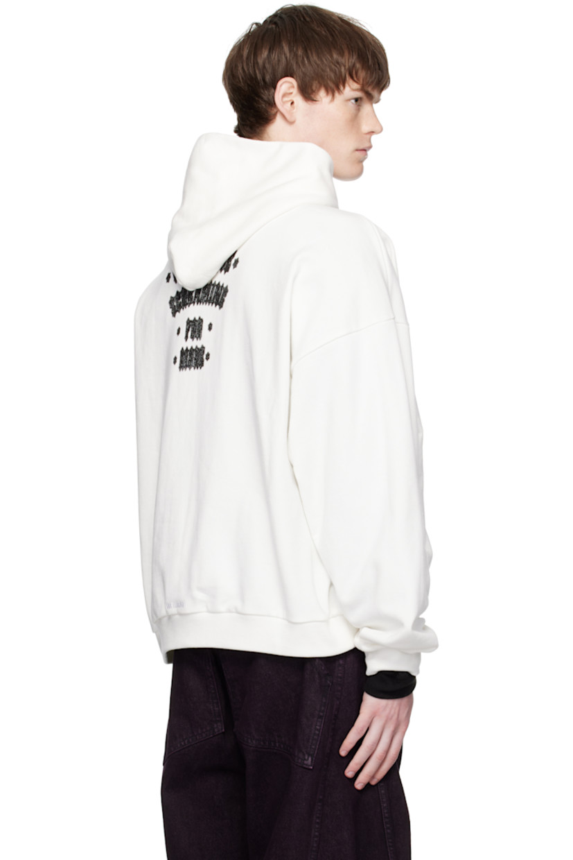 Heavyweight cotton fleece hoodie.

· Logo graphic printed at front
· Rib-knit hem and cuffs
· Dropped shoulders
· Text printed at back
· Logo embroidered at back hem

Supplier color: White