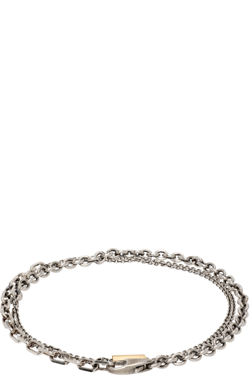 Handcrafted wraparound cable chain bracelet in sterling silver. 

· 18k gold accent at length
· Lobster-clasp fastening 
· L16.5"

Supplier color: Silver